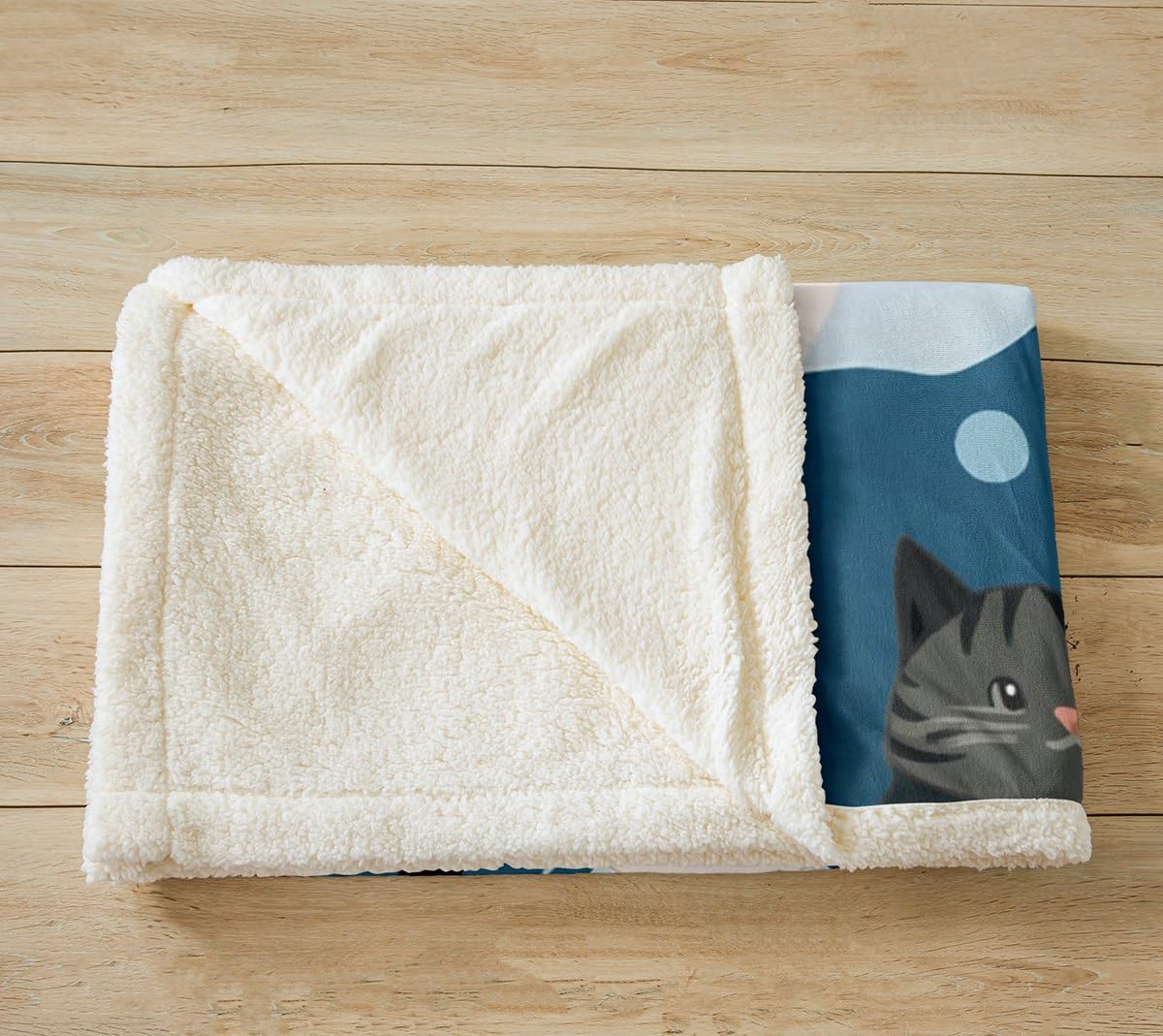 Kids Cat Sherpa Blanket - 3D Kitten Print Plush Throw for Sofa & Bed