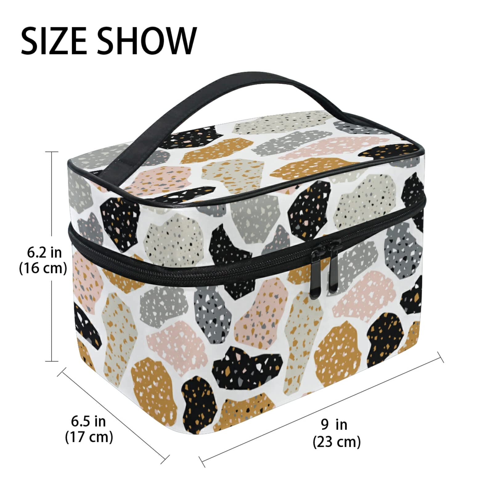 Stylish Terrazzo Marble Cosmetic Bag for Women - Waterproof Makeup Organizer & Travel Toiletry Case - Perfect for Daily Use, Gym, Travel and Gift Giving