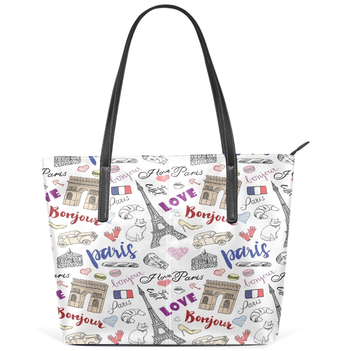 Stylish Women's PU Leather Tote Bag with Eiffel Tower Design - Large Capacity Envelope Shoulder Handbag for Work, Travel & Shopping