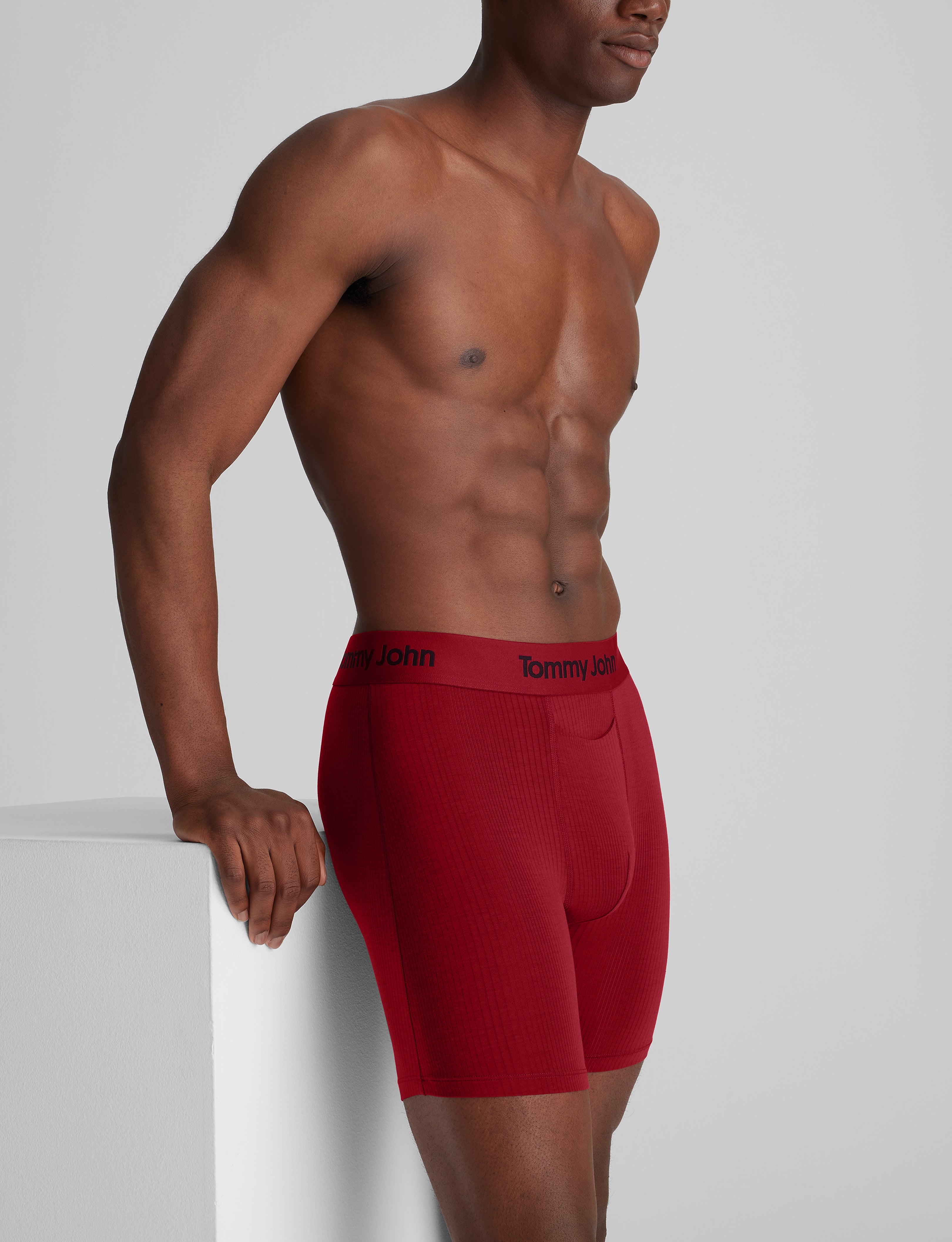 Premium Second Skin Luxe Rib Mid-Length Boxer Briefs - 6 Pack | Ultra Soft & Breathable Men's Underwear for All-Day Comfort | Perfect for Workout, Lounge & Everyday Wear