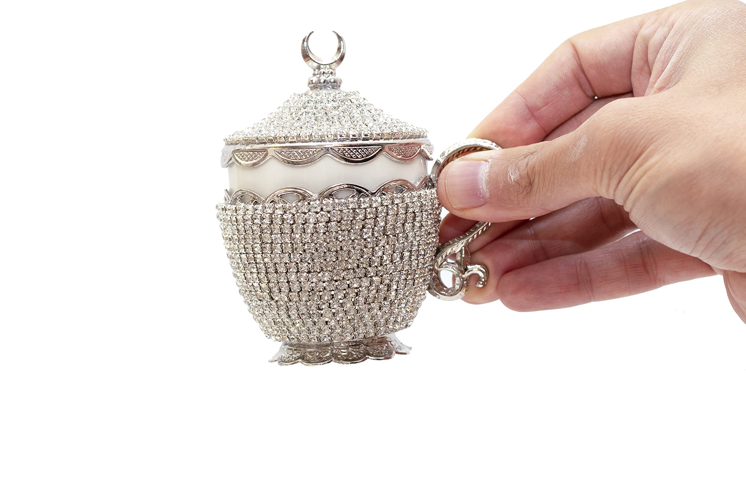 27-Piece Turkish Greek Arabic Coffee Espresso Cup & Saucer Set - Elegant Silver Floral (Gelincik) Design for Home, Cafe & Gift Giving - Perfect for Traditional Coffee Ceremonies & Entertaining Guests