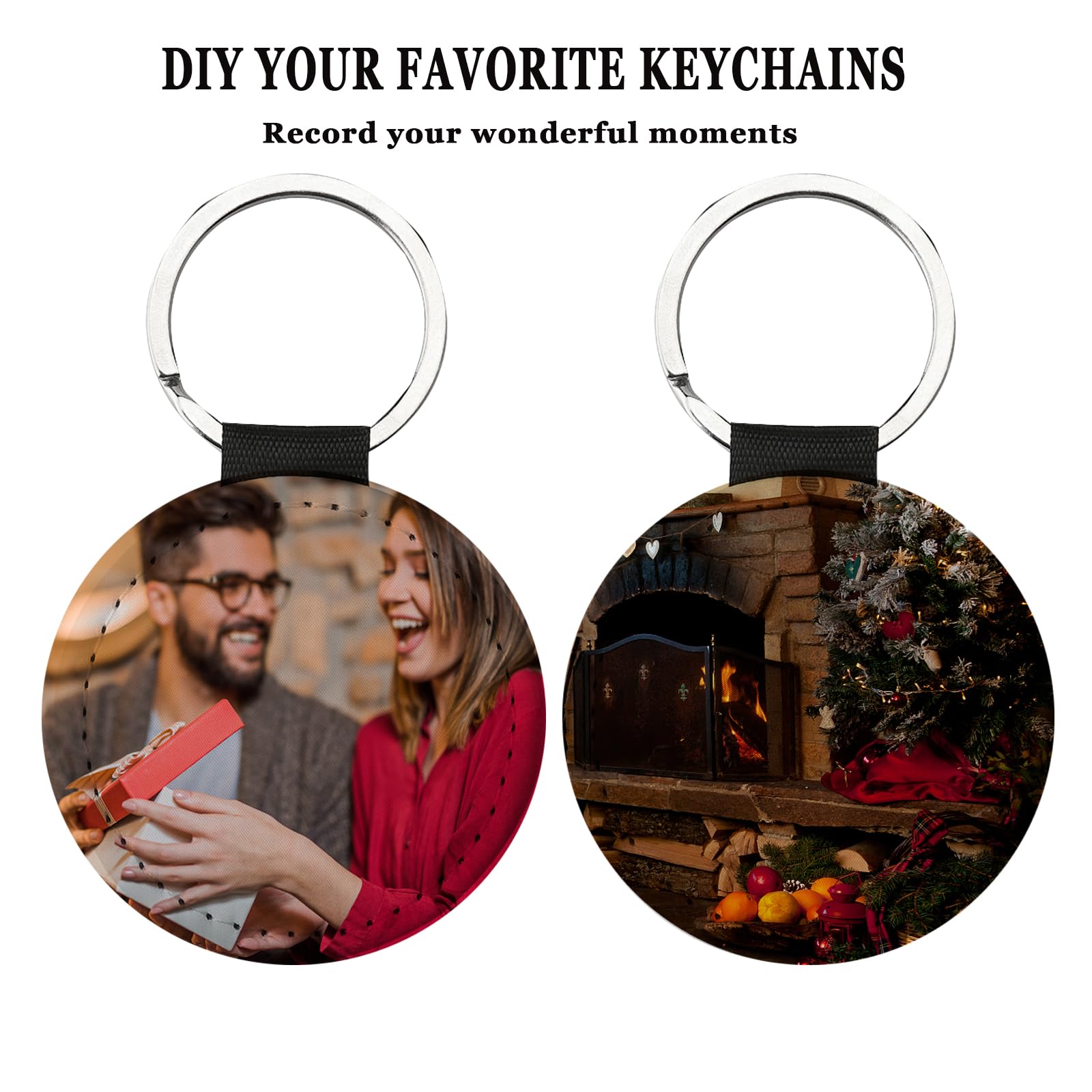 10Pcs Sublimation Blanks Keychain - Custom Personalized PU Leather Keychain with Glitter for DIY Crafts - Perfect for Gifts, Promotions & Key Accessories
