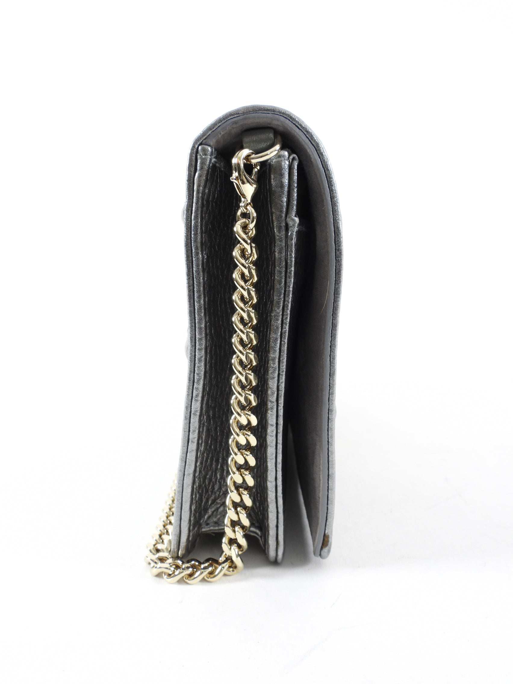 Diorama Metallic Grey Silver Calf Leather Crossbody Wallet on Chain Bag - Perfect for Evening Parties, Date Nights & Special Occasions