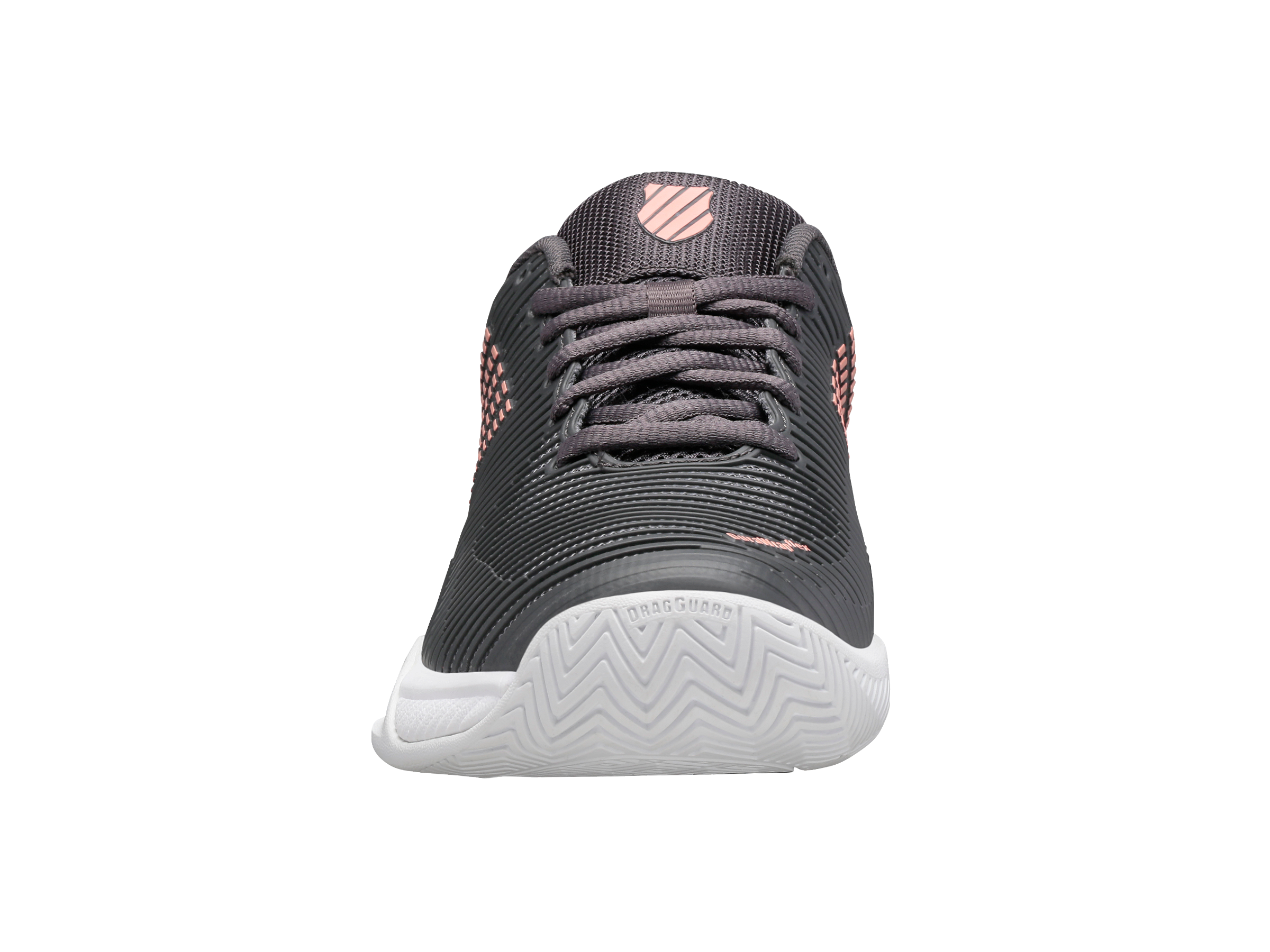 Hypercourt Express 2 Wide Tennis Shoes - 96807 009 W | Asphalt/White/Peach Amber Color | Lightweight & Durable for Court Performance | Perfect for Competitive Tennis & Training Sessions