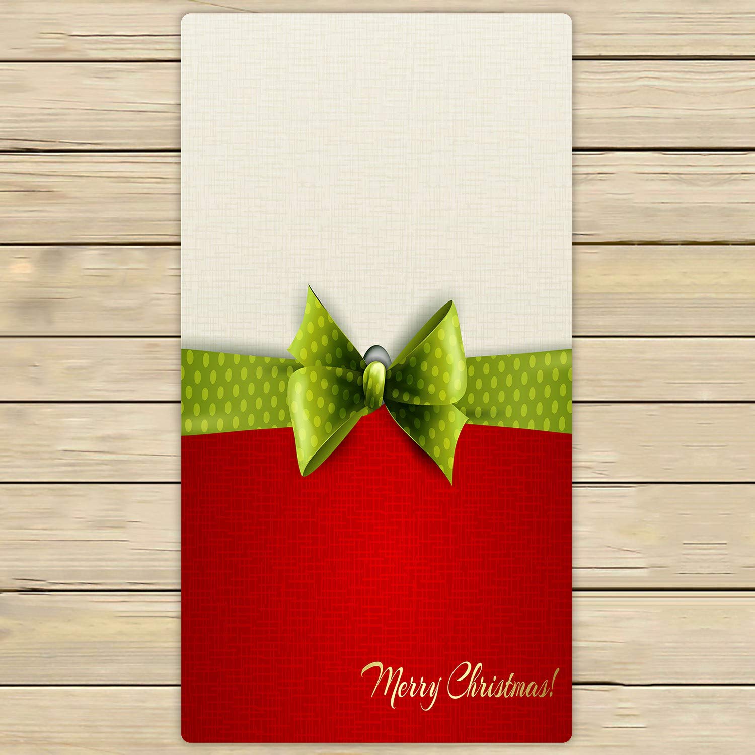 Holiday Green Polka Dot Ribbon Bow Beach Towel - Soft Absorbent Bath & Shower Towel for Home, Pool, Travel - 30x56 Inch - Perfect for Beach, Vacation, Spa & Outdoor Activities