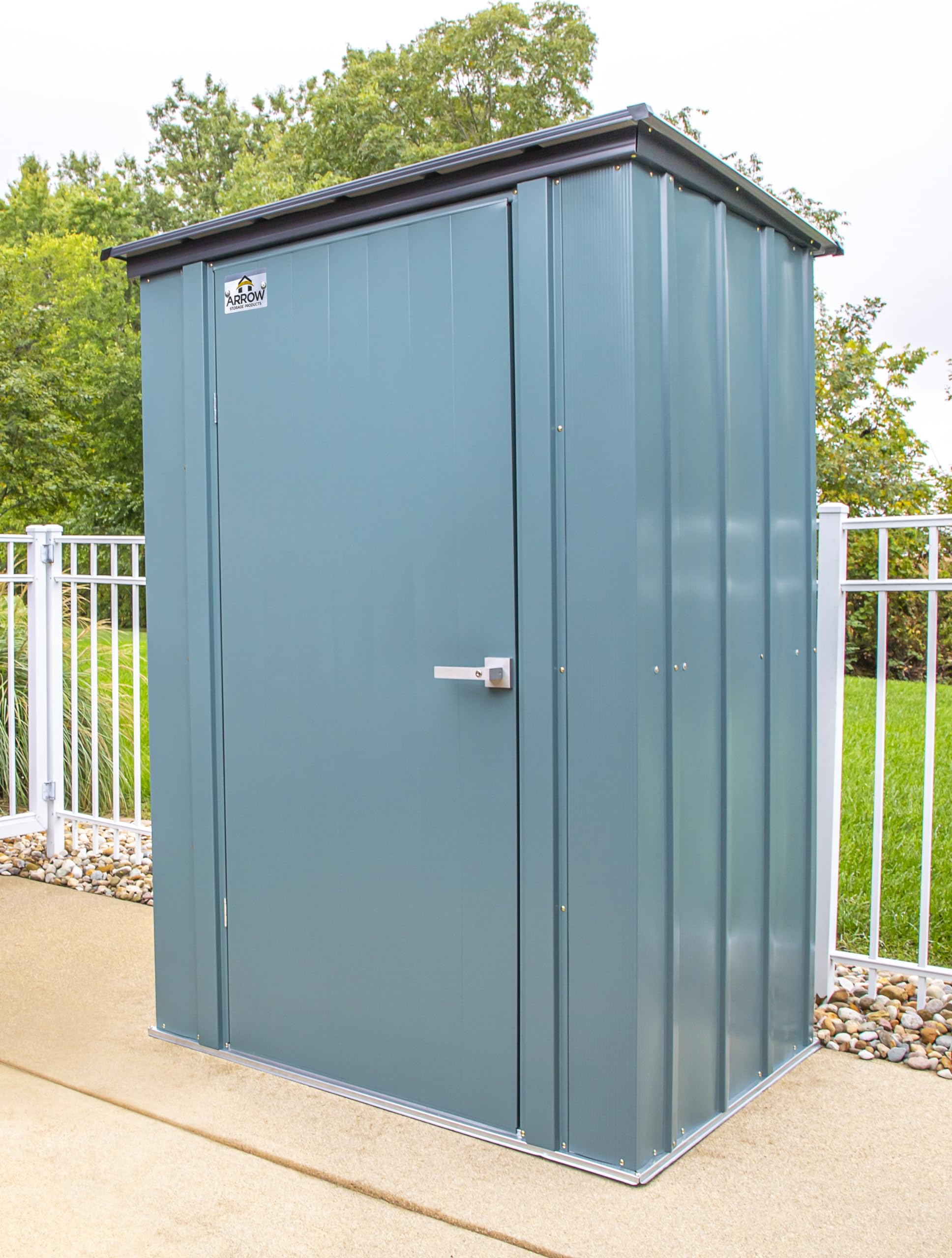 Spacemaker 4' x 3' Compact Outdoor Metal Storage Shed Kit - Weather-Resistant Backyard, Patio & Garden Organizer (Juniper Berry) | Perfect for Storing Lawn Tools, Pool Supplies & Outdoor Equipment