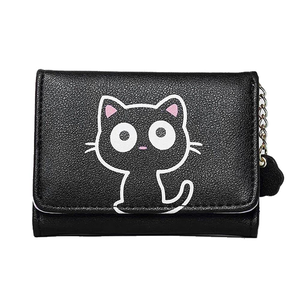 Cute Cartoon Cat Wallet for Kids - Small Coin Purse with Zipper, Unique Gift for Toddlers & Children (Black) - Perfect for School, Travel & Everyday Use