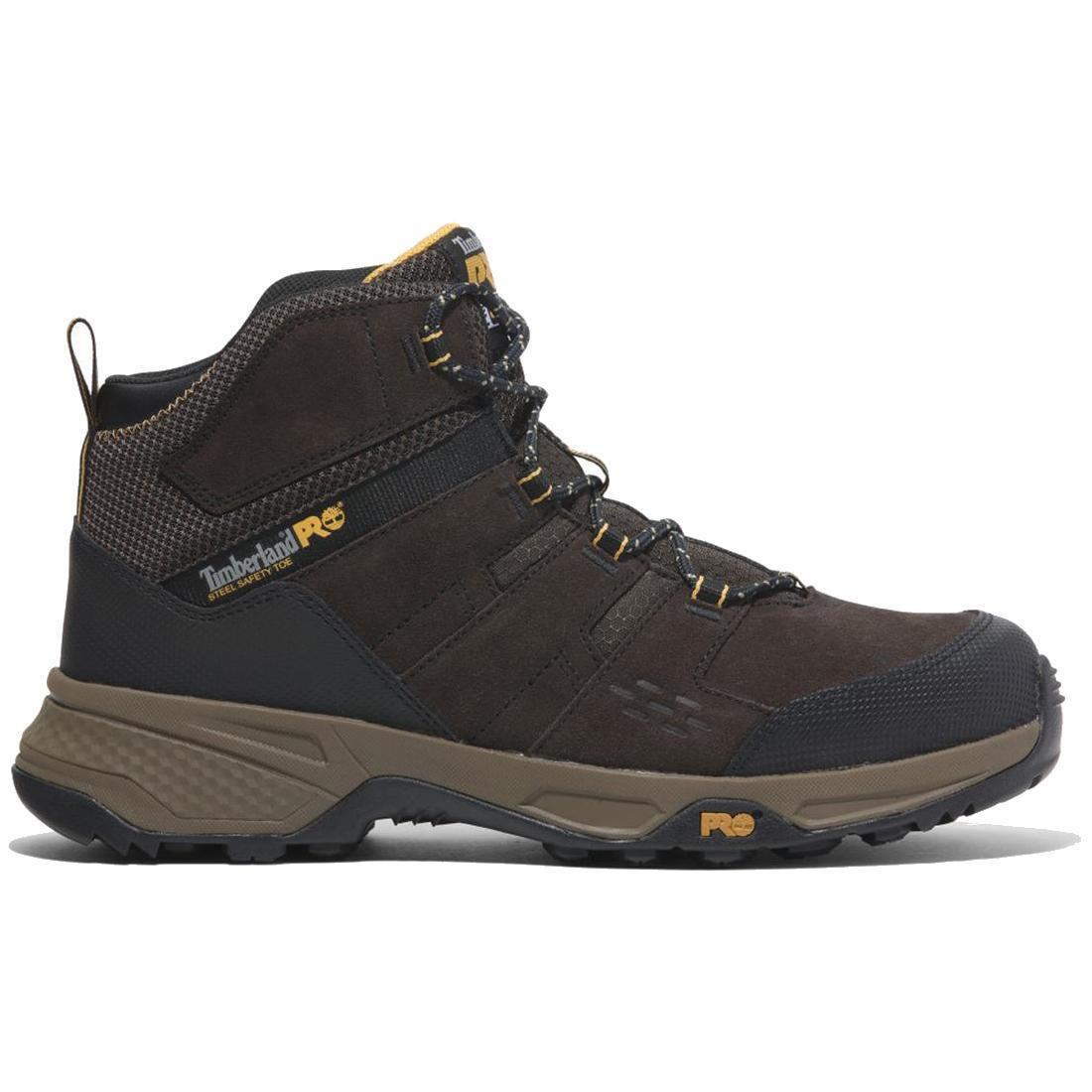 Switchback Lt 6 Inch SD10 Steel Toe Work Boots for Men - Brown/Yellow Safety Shoes - Durable Construction Work Boots for Warehouse, Construction & Outdoor Jobs