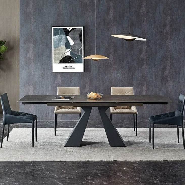 Premium Hadar Sintered Stone Extendable Dining Table - Modern Expandable Kitchen Table for 6-10 People - Perfect for Family Gatherings & Dinner Parties
