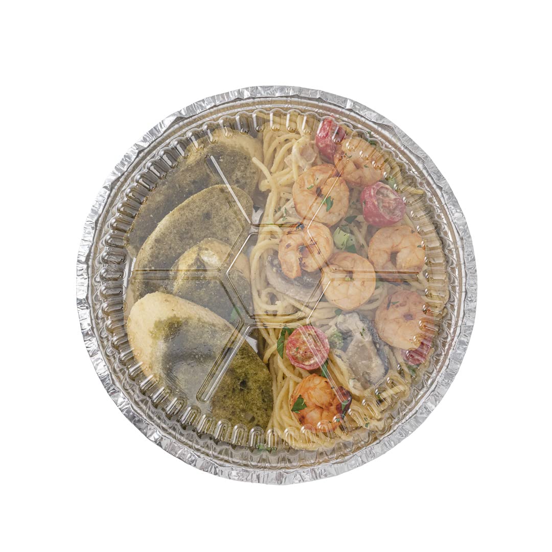 Restaurantware 100-Pack Clear Plastic Dome Lids for 8-Inch Aluminum Takeout Containers - Foil Lux Design, Pans Sold Separately - Perfect for Food Delivery, Catering & Restaurant To-Go Orders