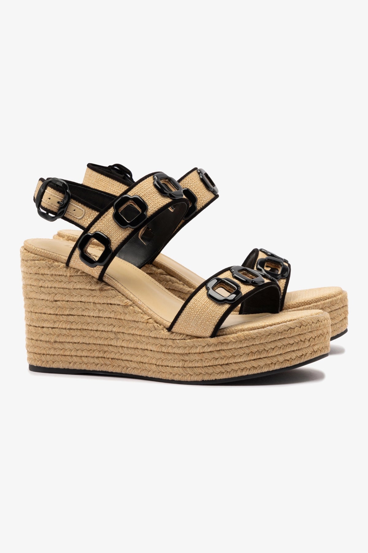 Milan Espadrille Women's Beige Raffia Sandals with Black Trimming - Comfortable Summer Casual Shoes for Beach, Vacation & Everyday Wear