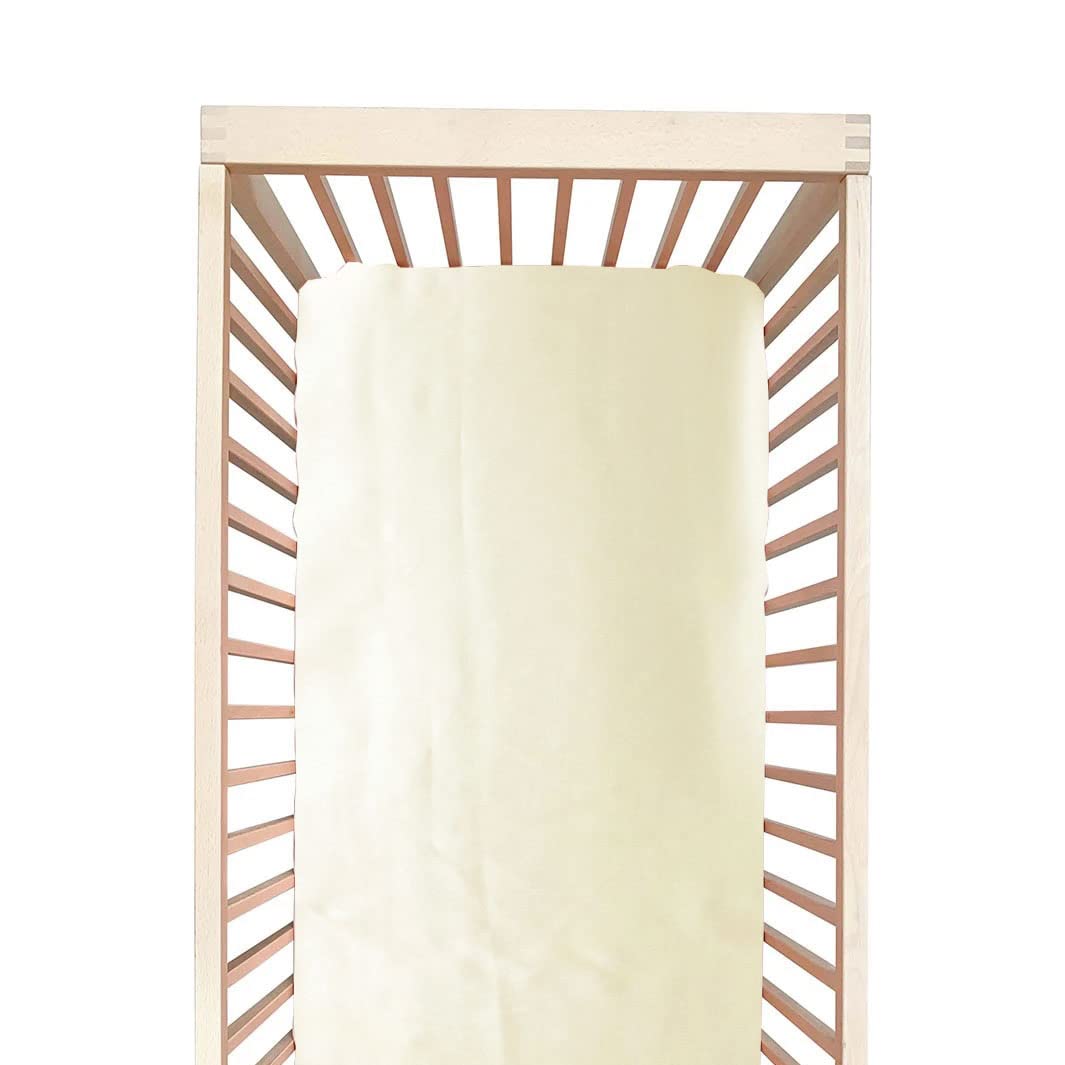 100% Mulberry Silk Baby Crib Sheet - Soft, Breathable Fitted Crib Mattress Cover 28x52 Inches for Boys & Girls (Beige) | Gentle on Baby Hair & Skin | Perfect for Nursery, Daycare & Travel