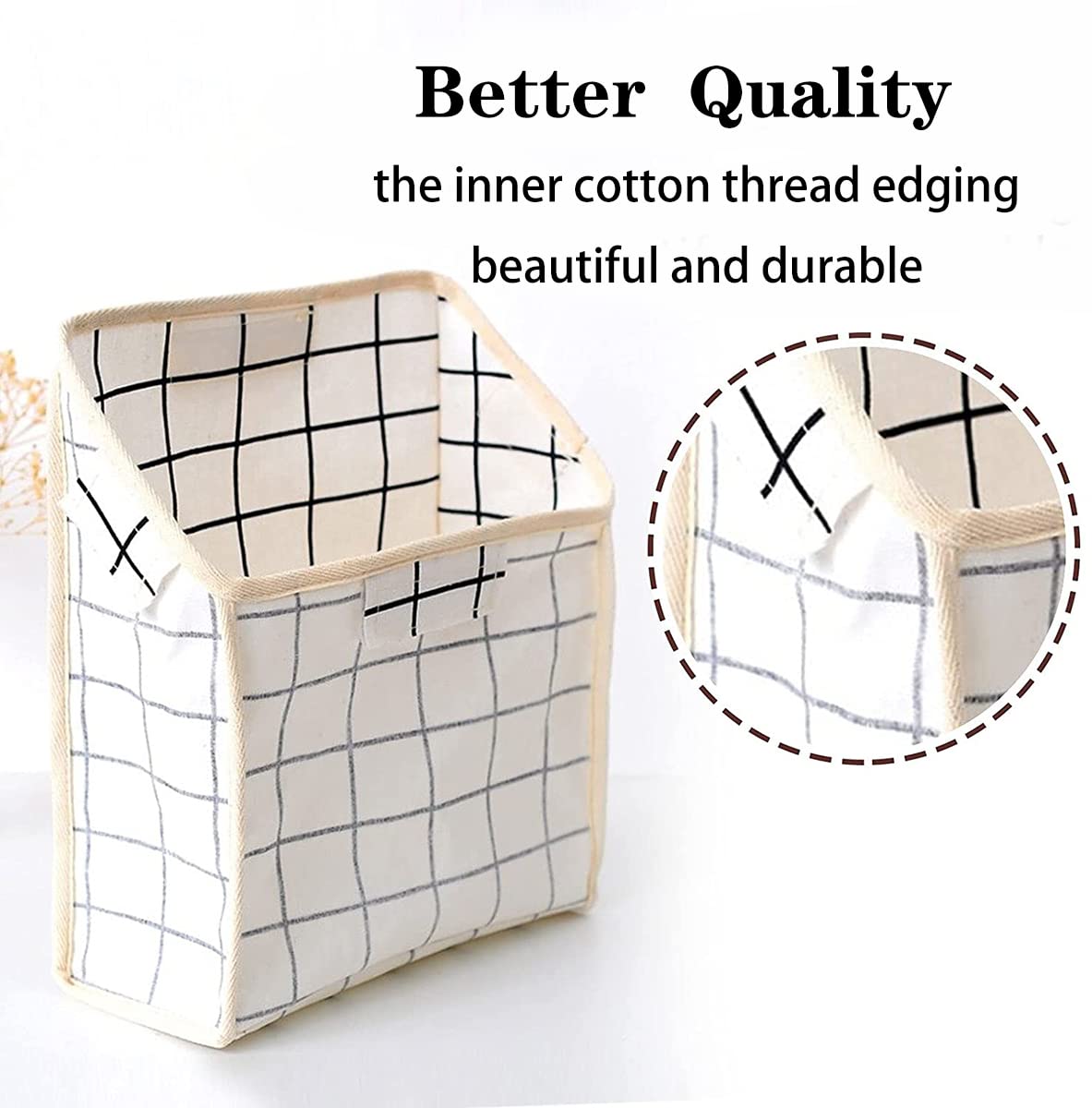 White Cotton Linen Hanging Storage Basket - 2 Pack Over The Door Organizer with Hook Pockets for Bathroom, Bedroom, Kitchen | Space Saving Home Organization for Towels, Toys, and Essentials
