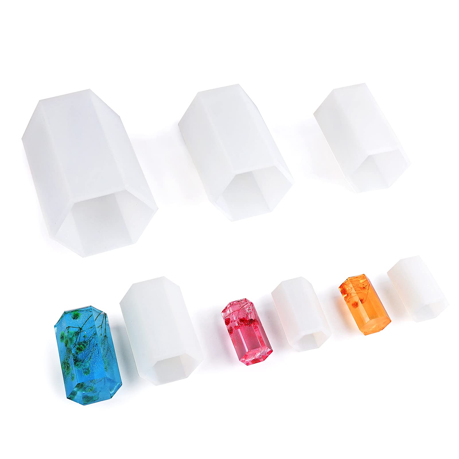 Hexagon Resin Molds 6-Piece Set - Silicone Cube Molds for Epoxy Casting, DIY Jewelry Making, Polymer Clay, Candles, Soaps - Perfect for Crafting Ornaments, Dried Flower Preservation & Insect Specimen Displays