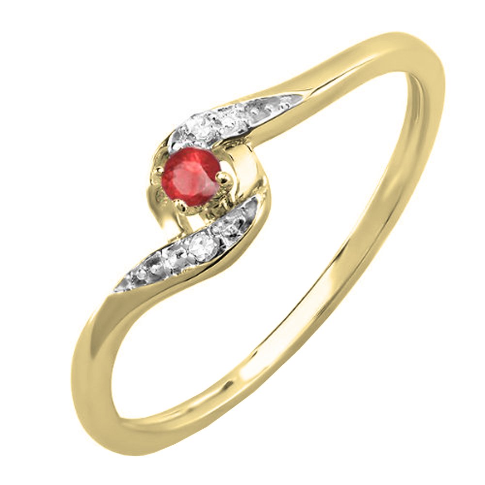 14K Solid Gold Round White Diamond & Ruby Engagement Ring for Women - Dazzlingrock Bridal Collection | Perfect for Proposals, Weddings & Anniversaries