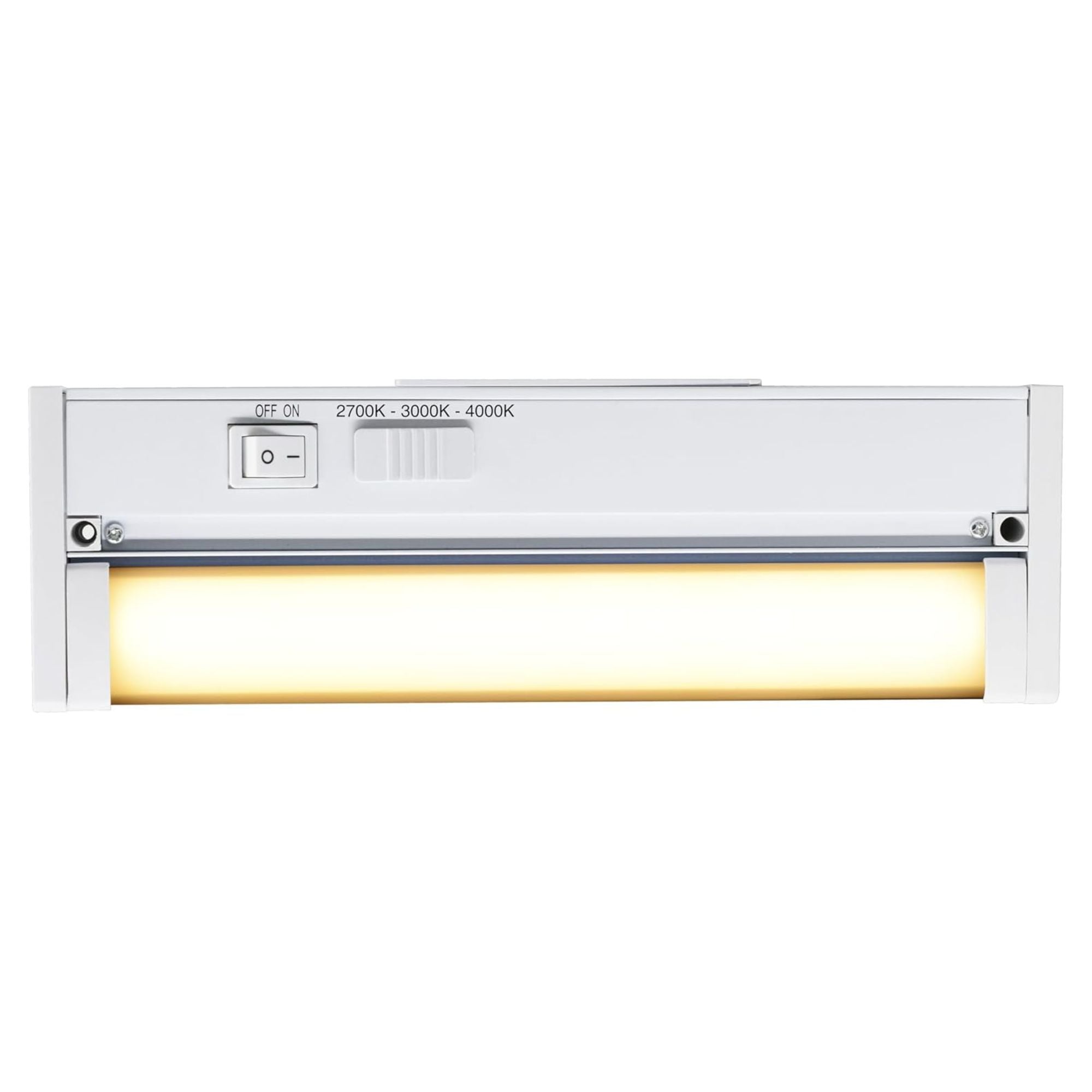 10 Inch Under Cabinet LED Light with Tilting Lens - 450 Lumens, Selectable CCT (3000K-5000K), 120V - Perfect for Kitchen Countertops, Pantry Shelves & Workspaces