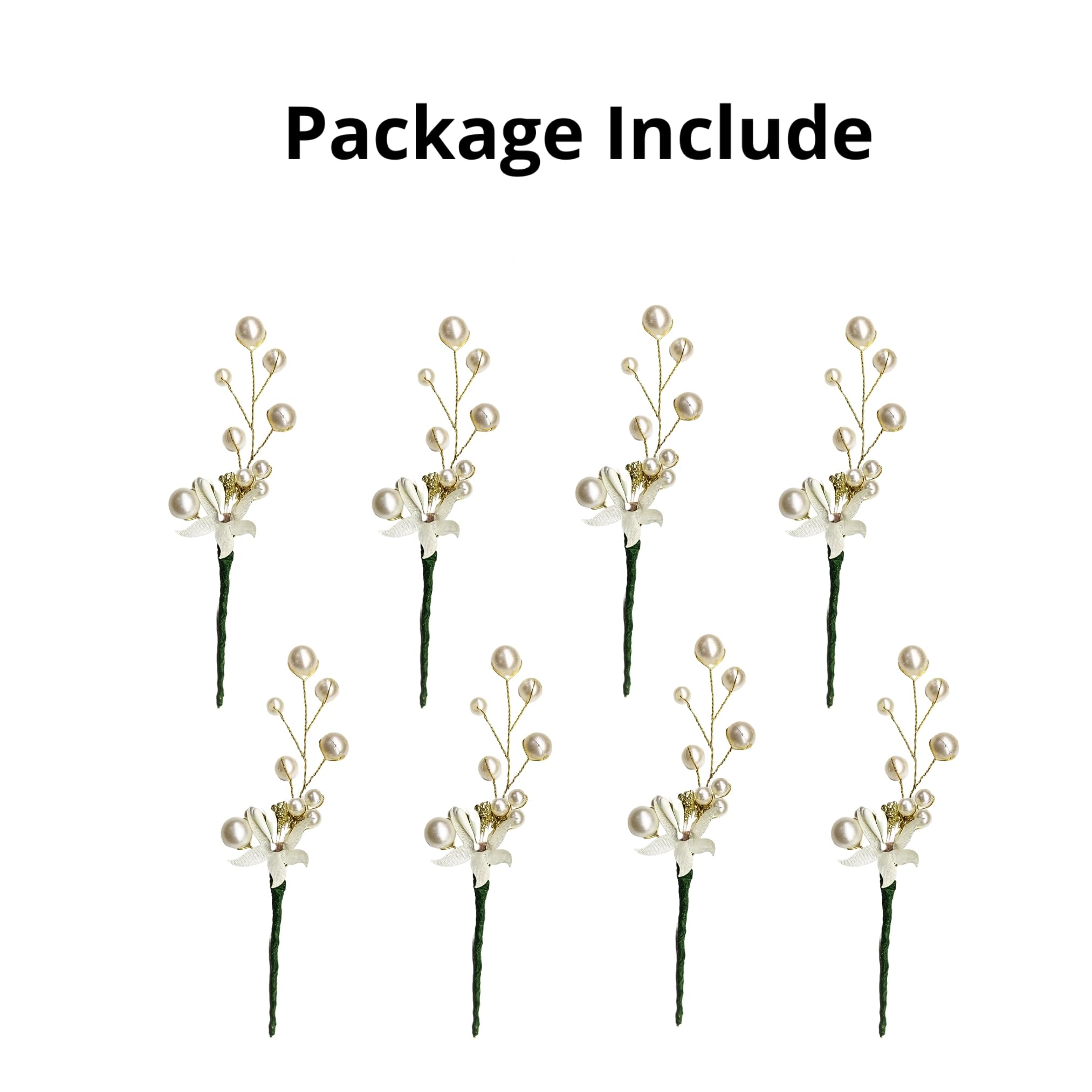 Gold & Pearl Flower Hair Pins for Women & Girls - Stylish Juda Bun Hair Accessories Set of 8 | Multipurpose Hair Clips for Weddings, Prom, Parties & Everyday Use