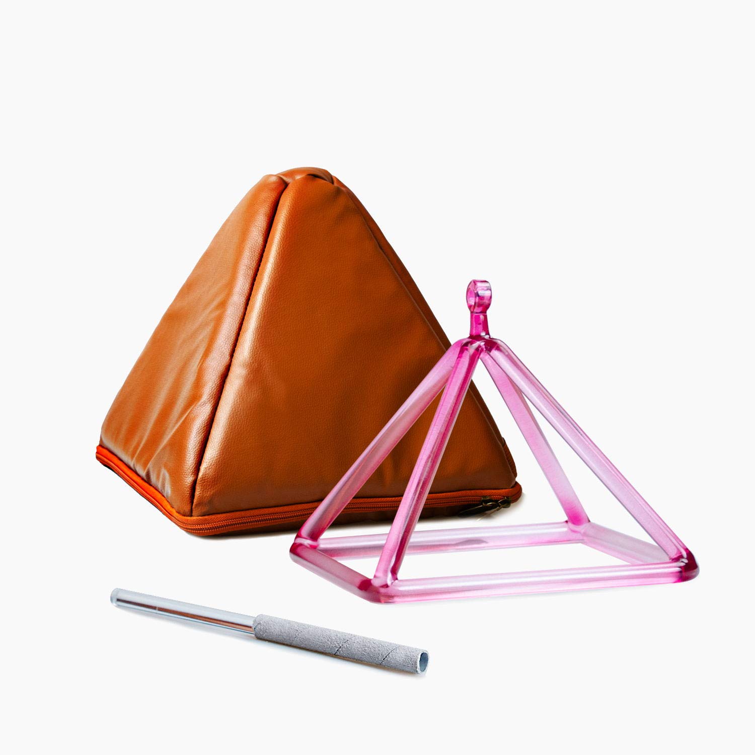 TOPFUND 6-Inch Purple Crystal Singing Pyramid Set with Leather Carrying Case & Quartz Suede Mallet - Meditation, Sound Healing & Yoga Accessories for Spiritual Practice