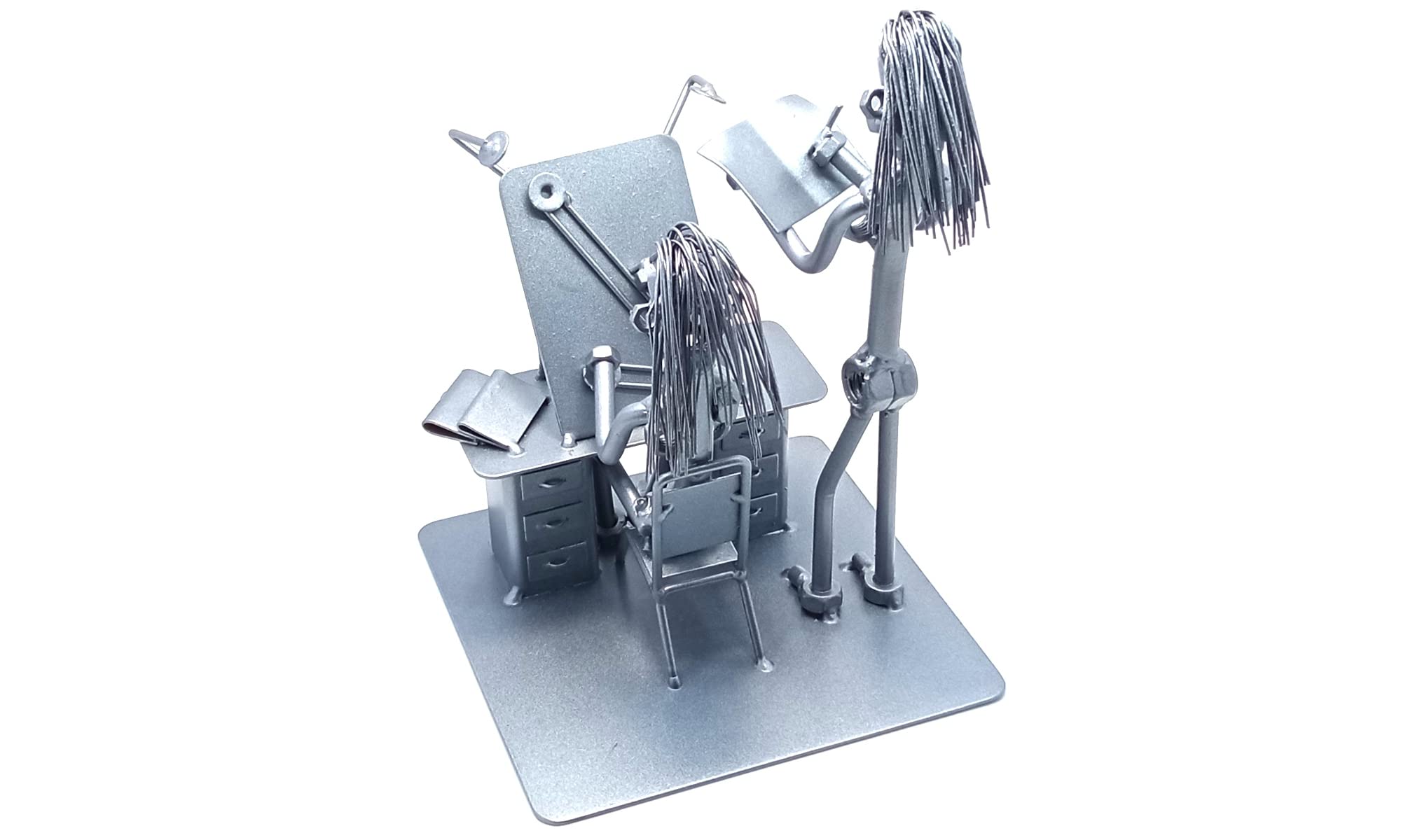 Women Engineer Nuts and Bolt Sculpture - Unique Graduation Gift for Female Engineers | Scrap Metal Art Decor | Funny Engineering Student Present | Office Desk Decor & STEM Gift Idea