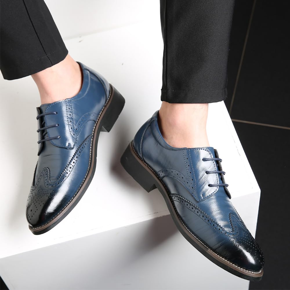 Men's Classic Lace-Up Oxford Dress Shoes - Business Formal Wingtip Shoes for Wedding, Party & Office | Premium Leather Comfort for Professional & Special Occasions