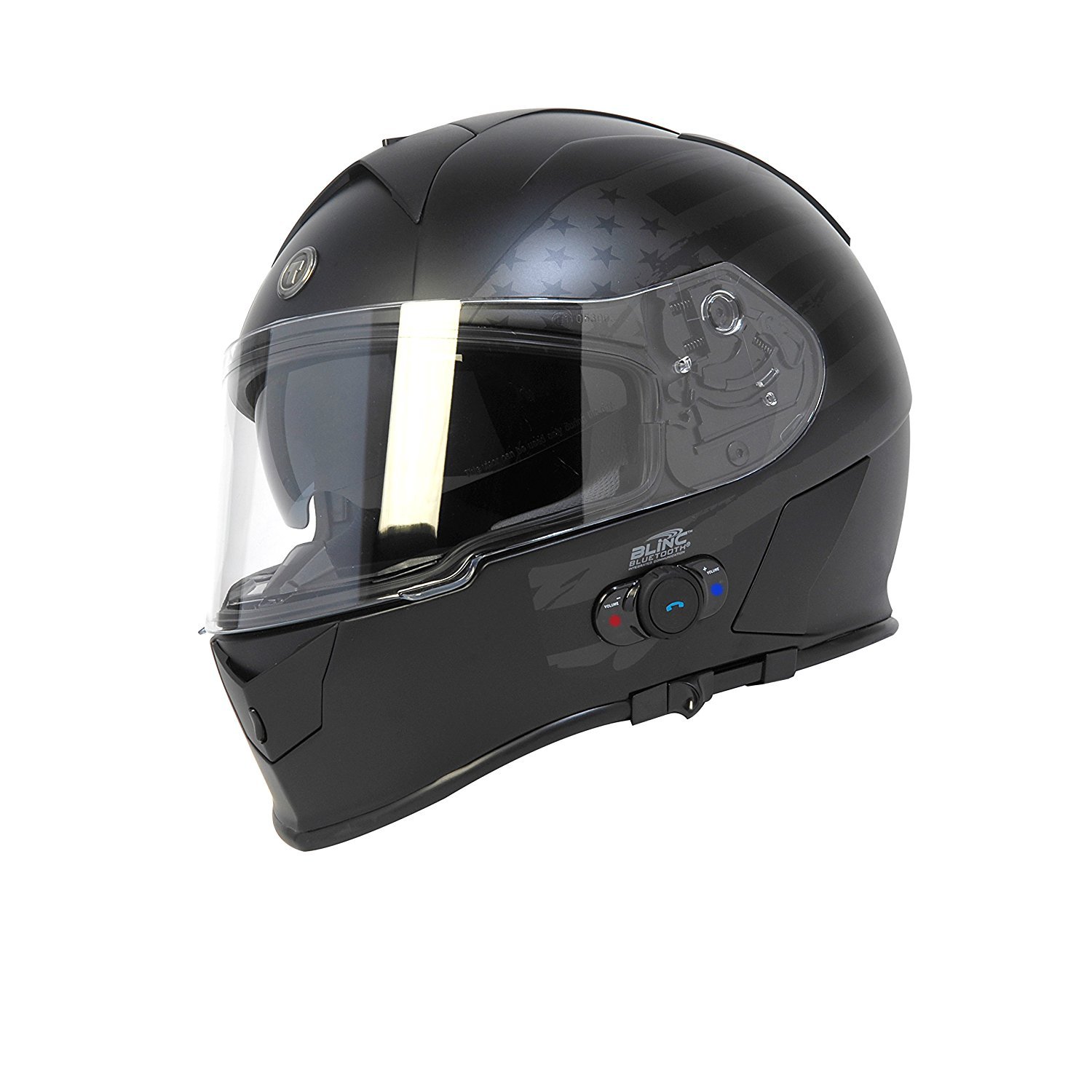TORC T14B Bluetooth Integrated Mako Full Face Motorcycle Helmet with Graphic (American Flag) - DOT Certified for Safety, Noise Reduction & Hands-Free Communication - Perfect for Street Riding, Touring & Long-Distance Motorcycle Trips