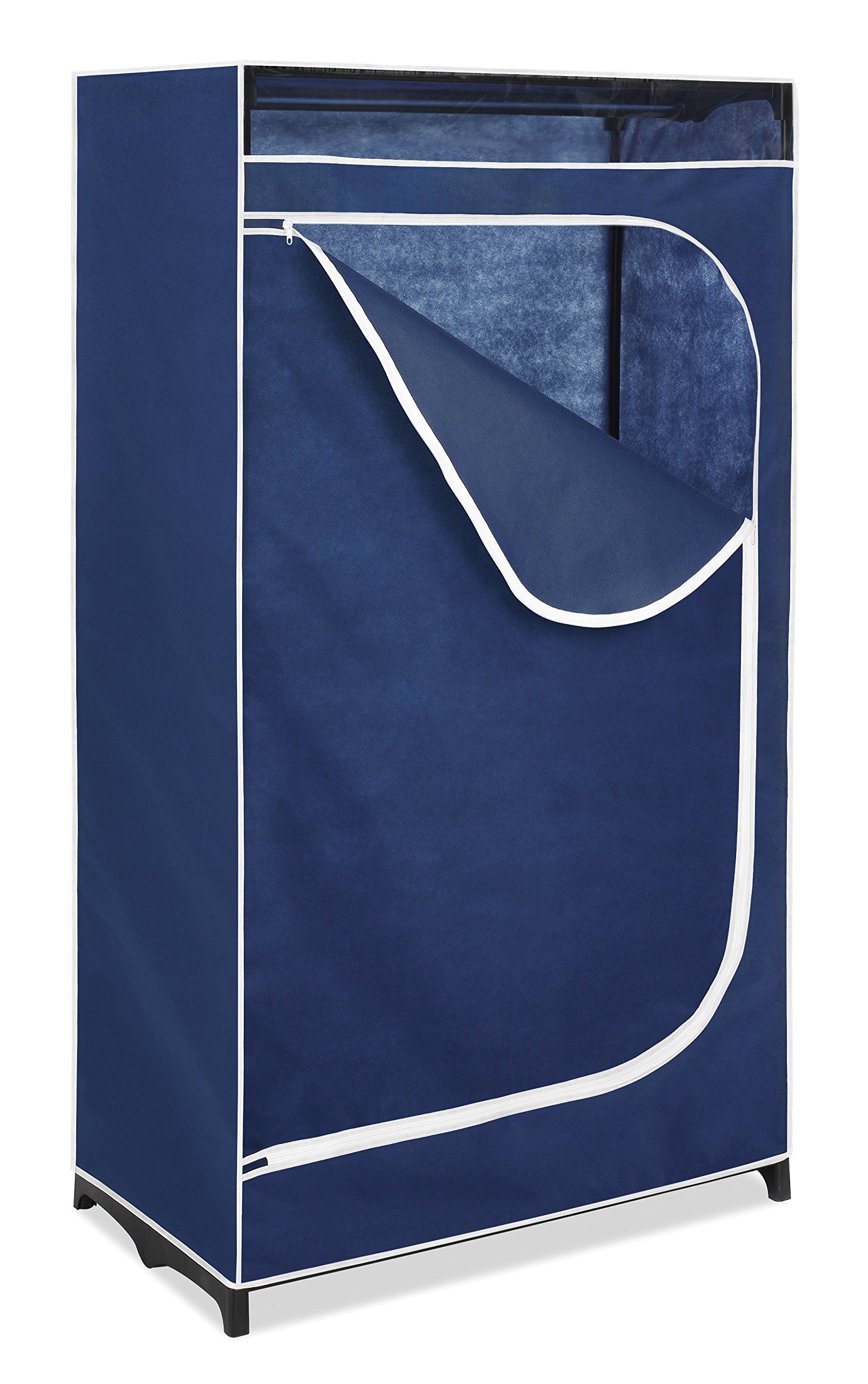 Whitmor Freestanding Clothes Closet Organizer - Durable Fabric Wardrobe with Zippered Cover for Bedroom, Closet & Storage (White, 4-Tier) - Perfect for Small Spaces, Seasonal Clothing & Guest Room Organization