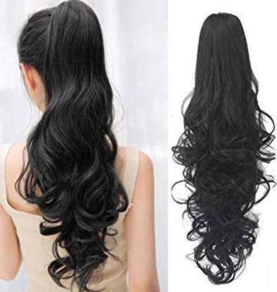 VIEWS Clutcher Based Synthetic Hair Extension | Black Ponytail Hairpiece for Women | Perfect for Parties, Weddings & Everyday Styling