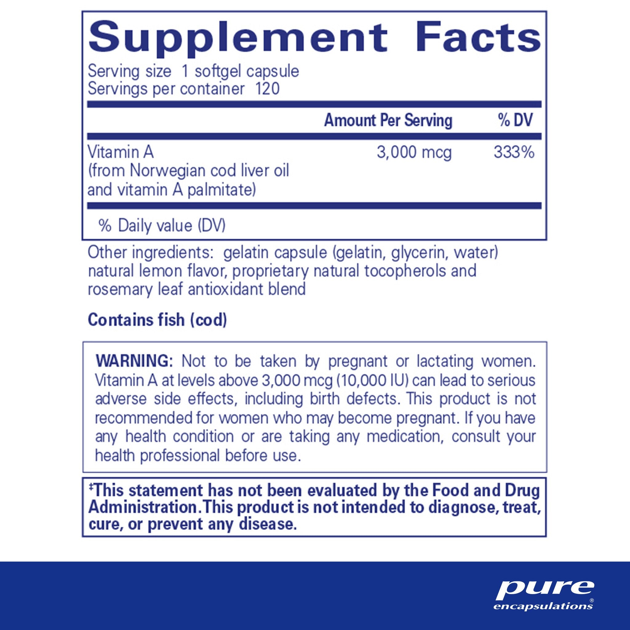 Pure Encapsulations Vitamin A 3,000 mcg (10,000 IU) Supplement for Immune Support & Eye Health - Daily Wellness & Skin Care Essential