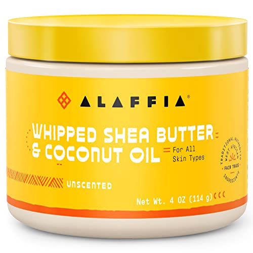 Alaffia Whipped Shea Butter & Coconut Oil - Nourishing Moisturizer for Skin & Hair Care - 4 Oz - Perfect for Dry Skin & Hair Repair