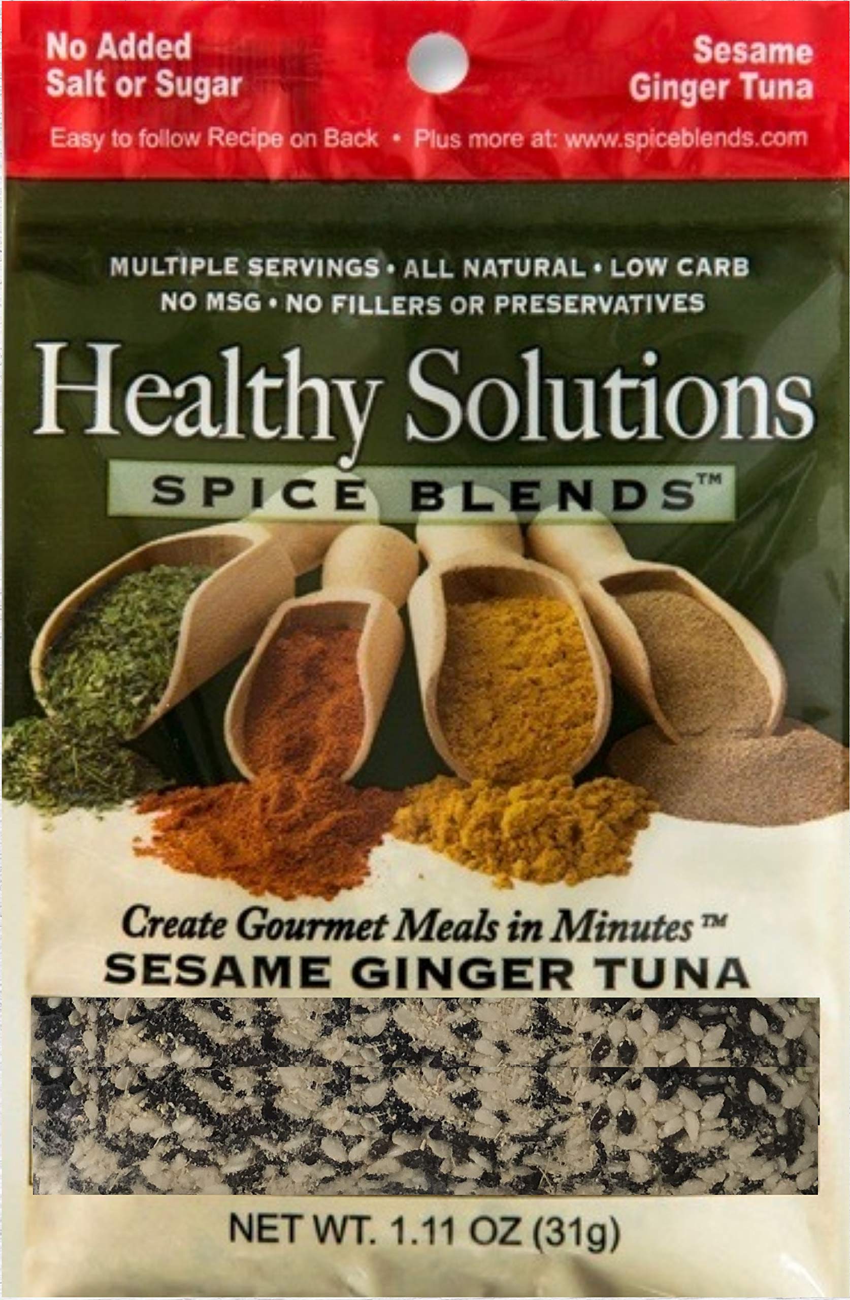 Healthy Solutions Spice Blends - Organic Sesame Ginger Tuna Seasoning | Premium Asian-Inspired Spice Mix for Grilled Tuna, Sushi & Stir Fry | Gluten-Free & Non-GMO