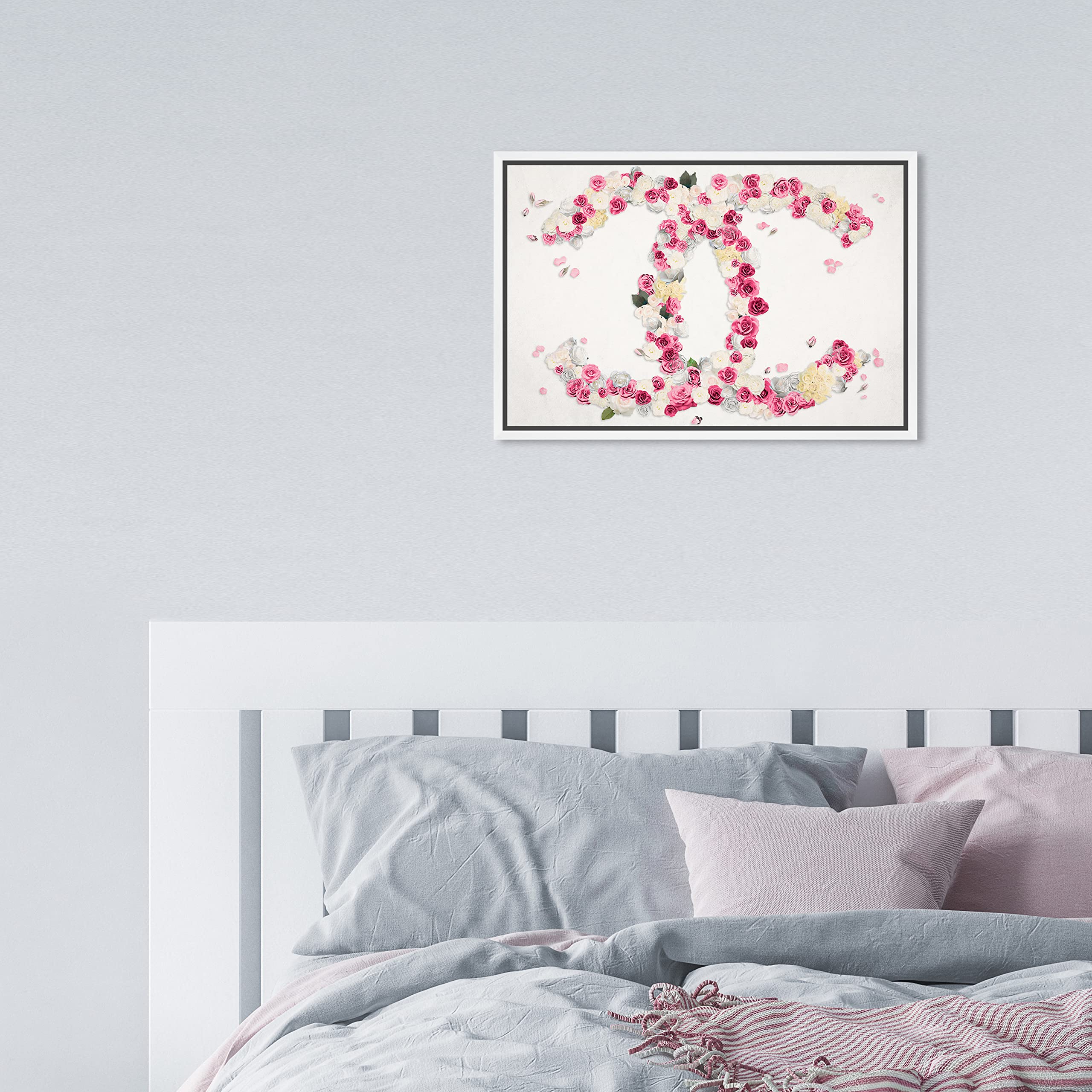 Dreaming of Classic Beauty Floral & Botanical Framed Wall Art Canvas Print - Pink & White 15x10 Inches - Elegant Home Decor for Living Room, Bedroom & Office