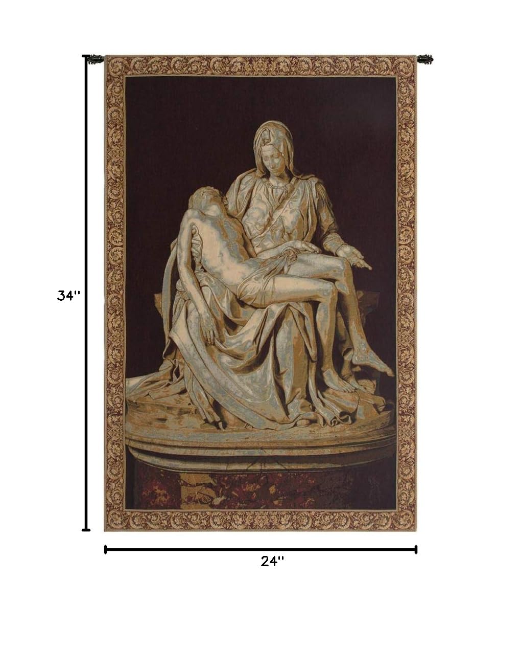 Michelangelo Italian Tapestry Wall Hanging - 34x24 Inch Viscose Cotton Polyester Blend Artwork | Renaissance Home Decor for Living Room, Bedroom & Office | Charlotte Home Furnishings