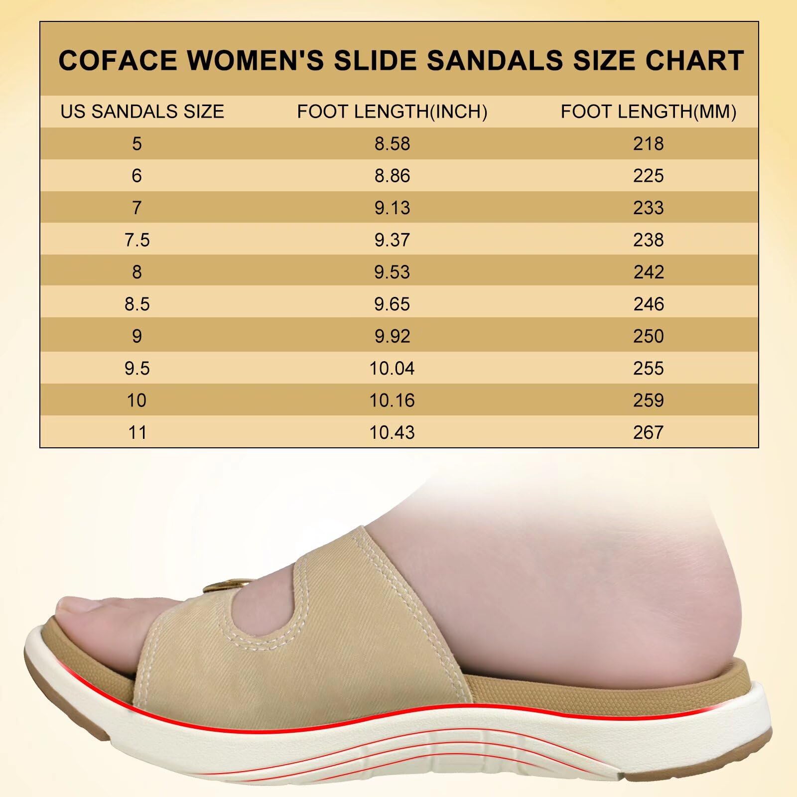 COFACE Women's Orthotic Slides - Plantar Fasciitis Relief Sandals with Arch Support, Adjustable Straps & Soft Cushion - Comfortable Slip-On Flat Sandals for Yoga, Home, and Outdoor Wear