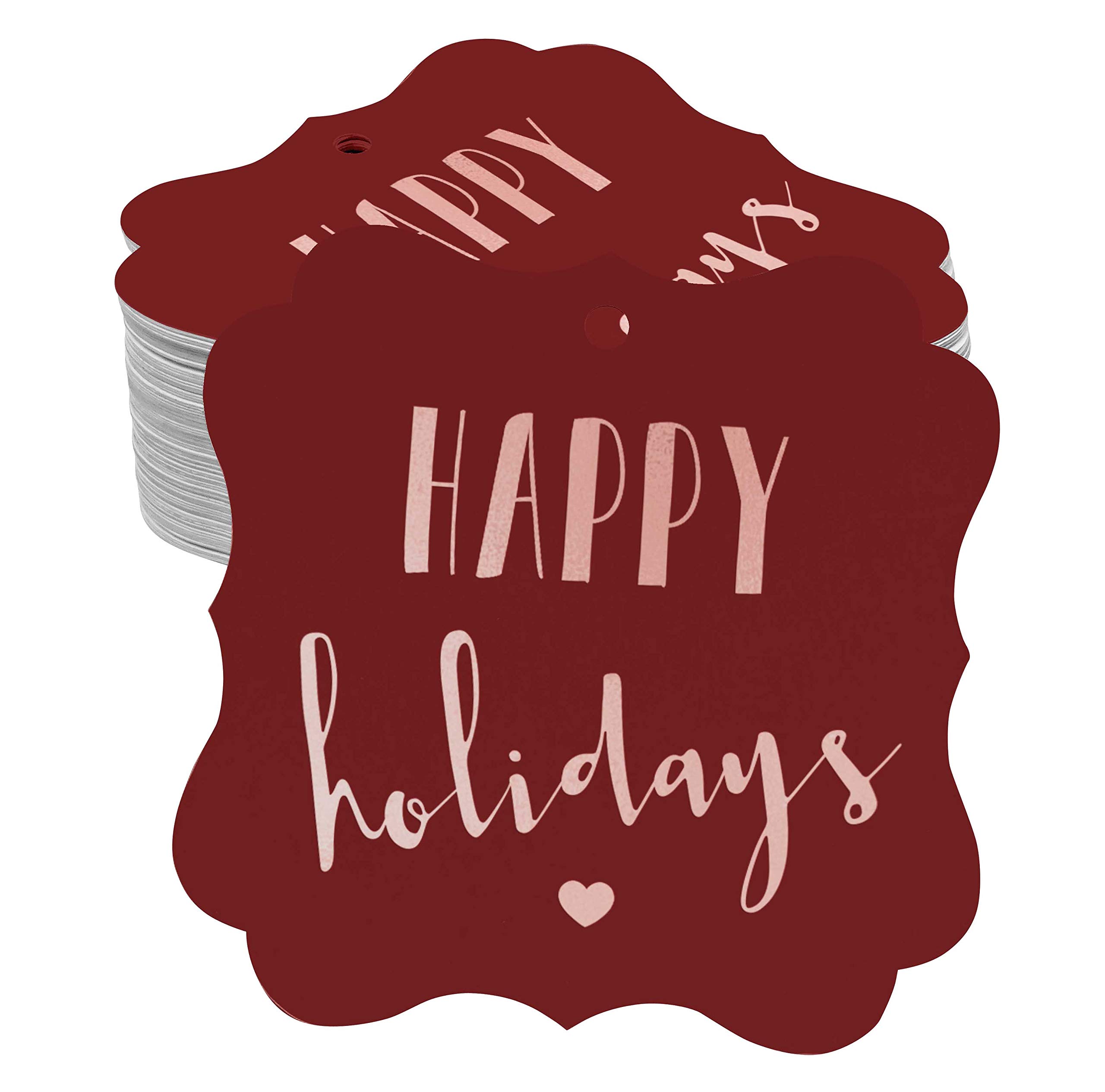 100pcs Rose Gold Foil Bracket-Shaped Gift Tags - Elegant Holiday Party Favor Tags for Christmas, Weddings & Special Events