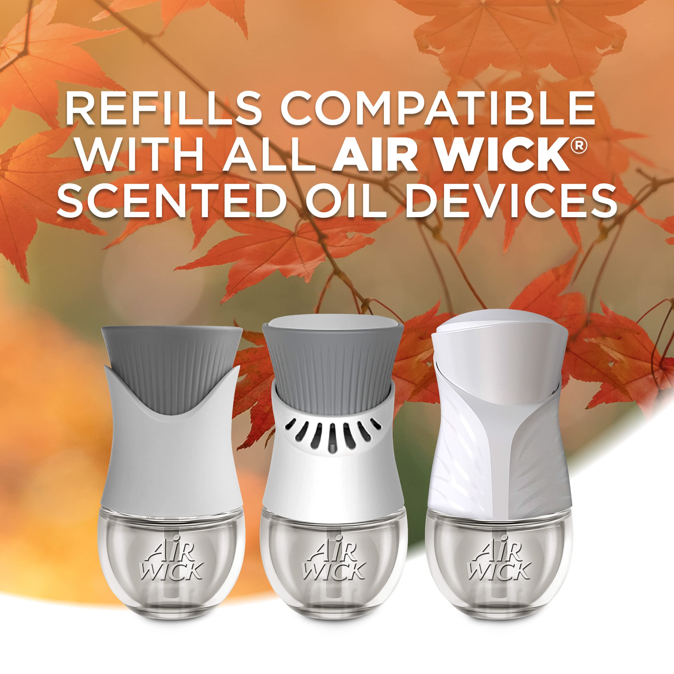 Air Wick Plug in Scented Oil Starter Kit with Warmer & 2 Refills - Apple Cinnamon Medley Fall Fragrance, Essential Oil Air Freshener for Home, Office, Bedroom and Bathroom