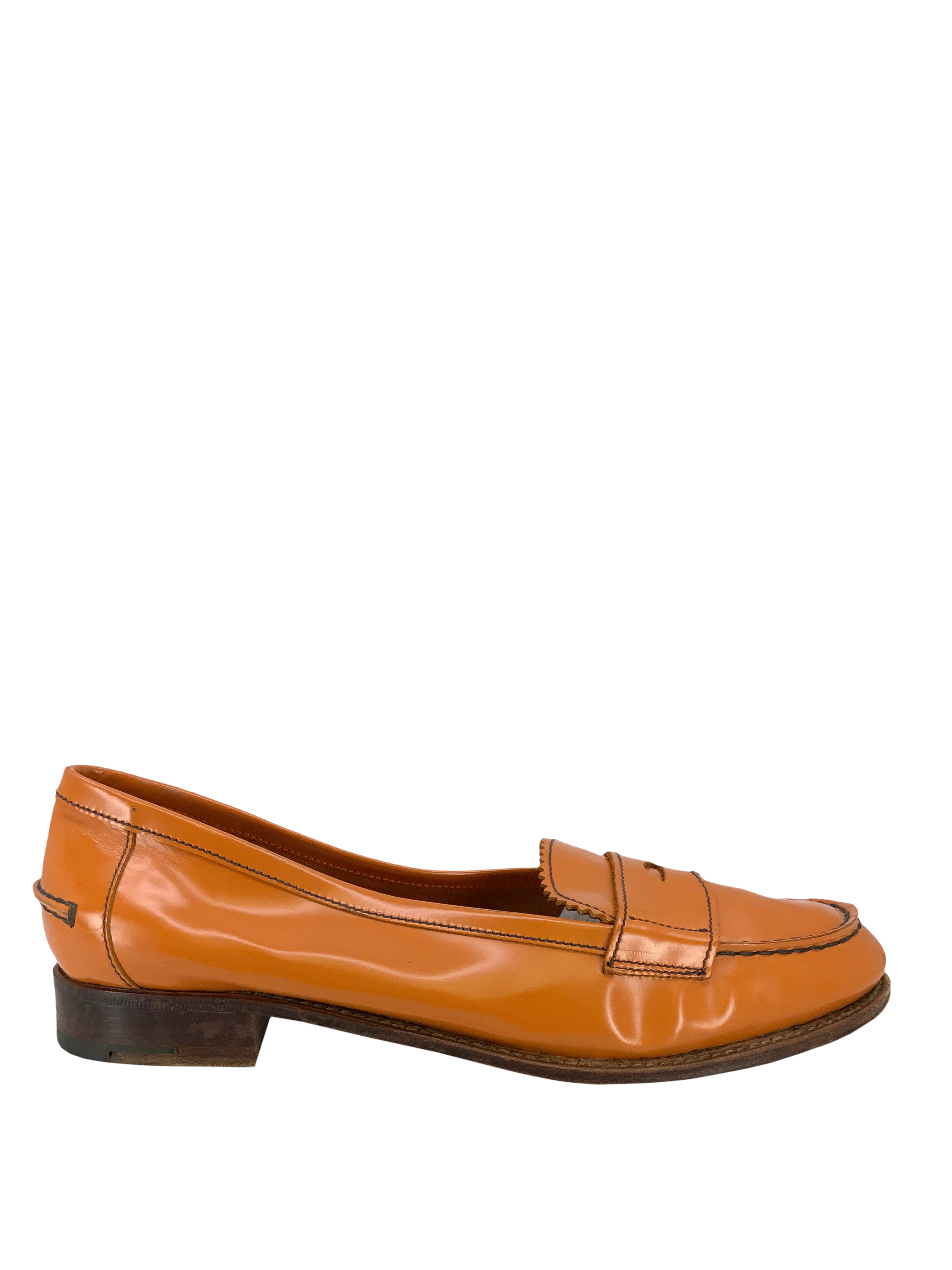 PRADA Leather Penny Loafer Pumps Women's Size 8 - Classic Comfortable Slip-On Shoes for Office, Business & Formal Occasions