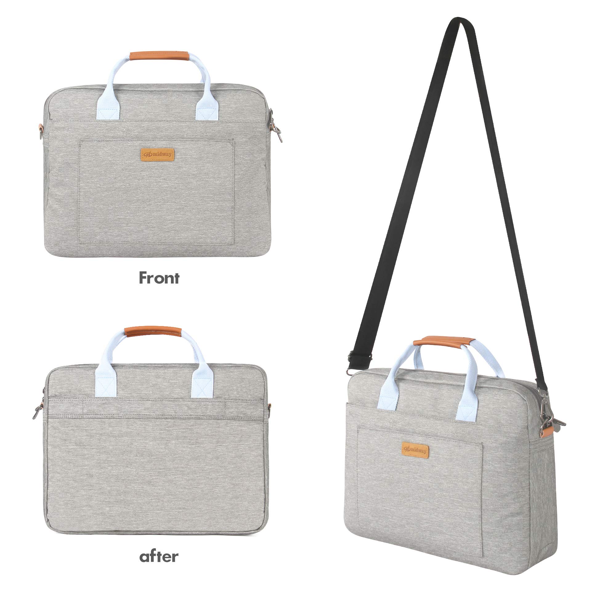 Kamlui 15.6 Inch Shockproof Laptop Bag with Adjustable Shoulder Strap - Water Resistant Computer Case for MacBook Air, Dell, HP, Lenovo, Samsung Notebook - Perfect for Work, School & Travel (Gray)
