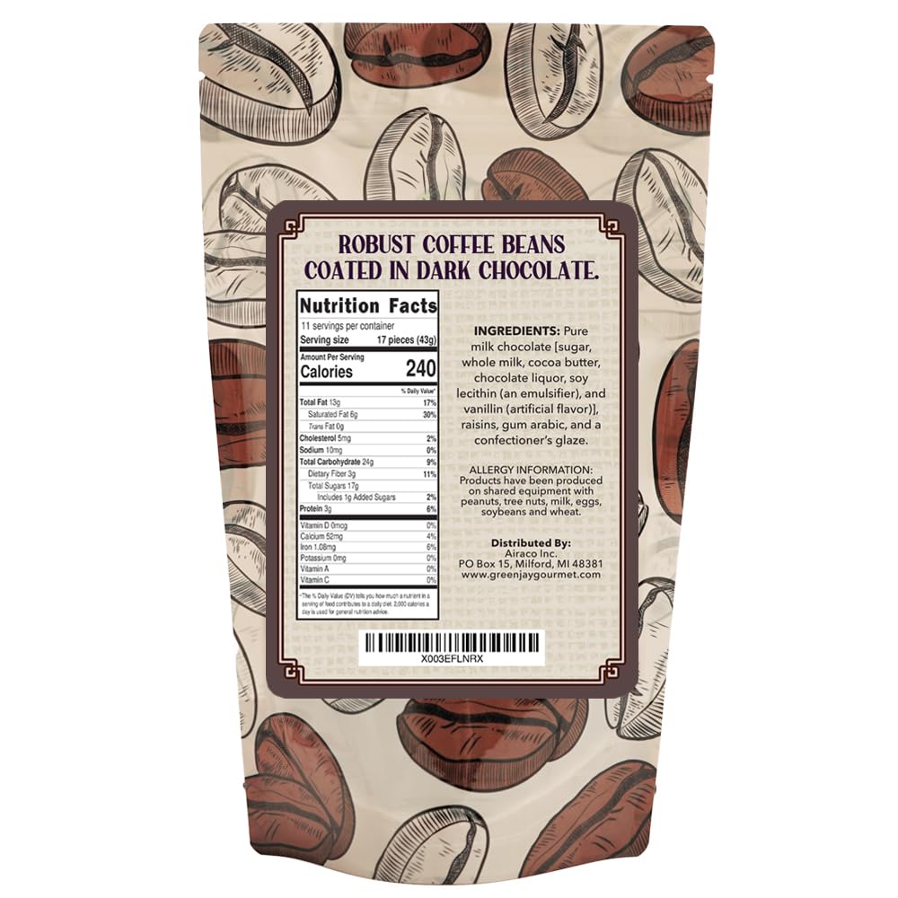 Premium Dark Chocolate Covered Coffee Beans - Handcrafted Espresso Beans in Rich Dark Chocolate - Gourmet Gift for Chocolate Lovers - 16oz Resealable Bag - Perfect for Snacking, Gifts & Energy Boosts