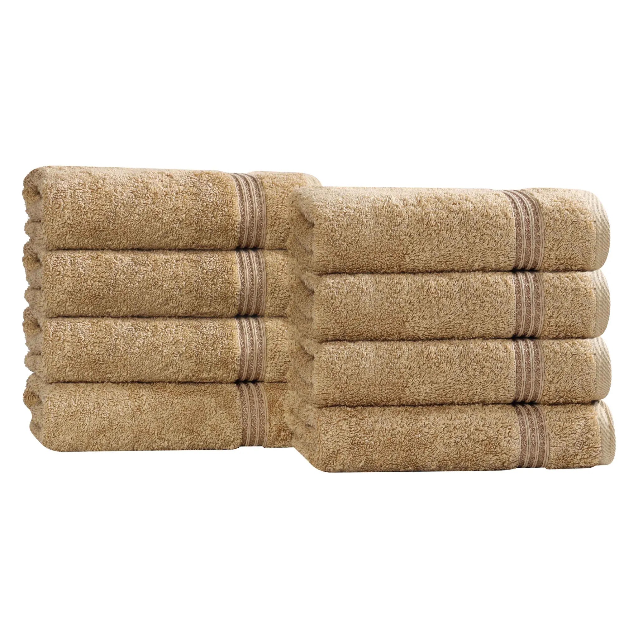 Premium 100% Egyptian Cotton Plush Hand Towels - Ultra Soft & Absorbent Bath Towel Set of 8 for Bathroom, Kitchen & Spa Luxury (24x16 Inches)