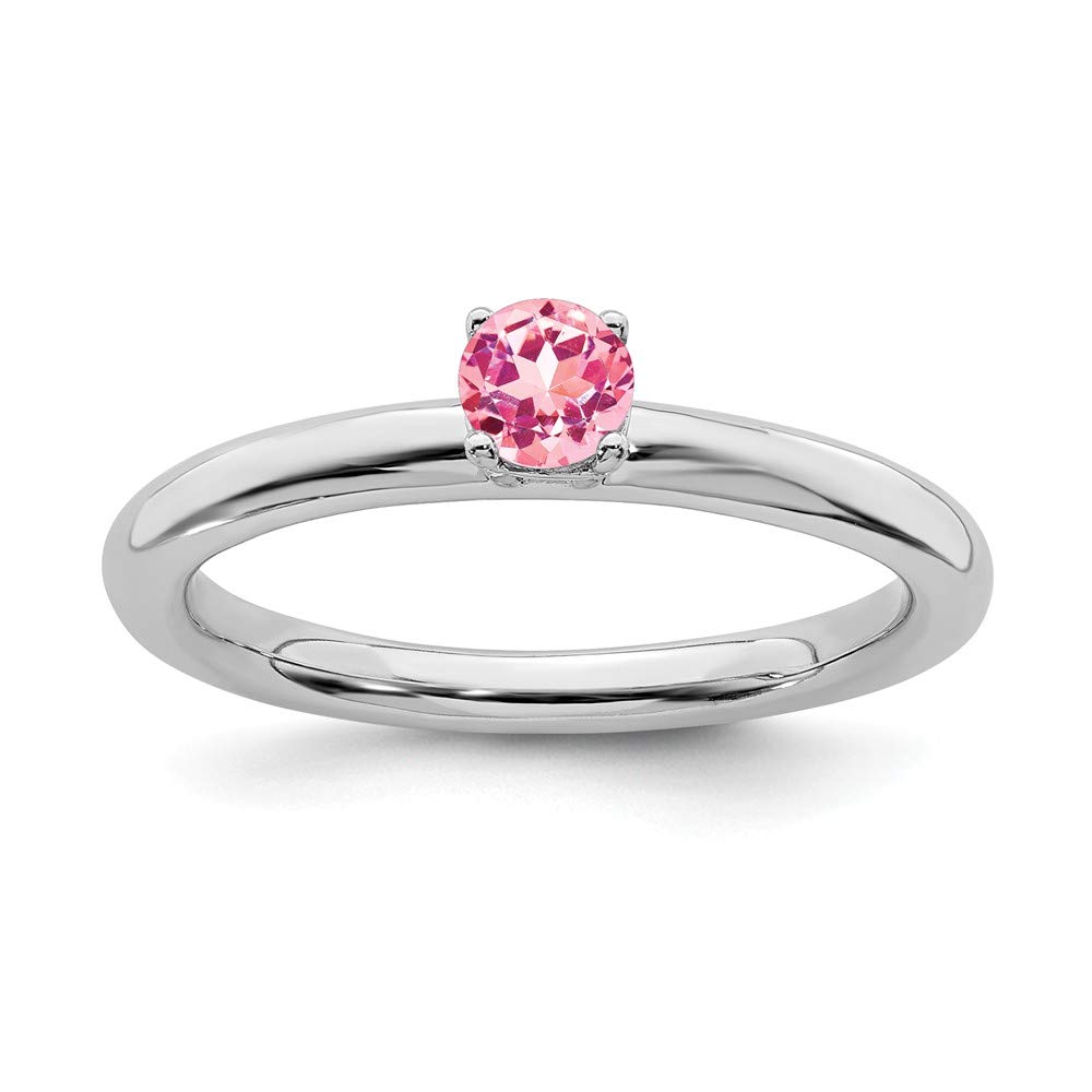 925 Sterling Silver Stackable Pink Tourmaline Ring - Dainty Eternity Band for Women, Perfect for Layering, Gift Giving & Everyday Wear