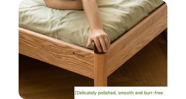 Solid Oak Wood Kids Bed - Sturdy & Safe Children's Bedroom Furniture for Toddlers & Teens - Perfect for Bedrooms, Daycare, and Guest Rooms