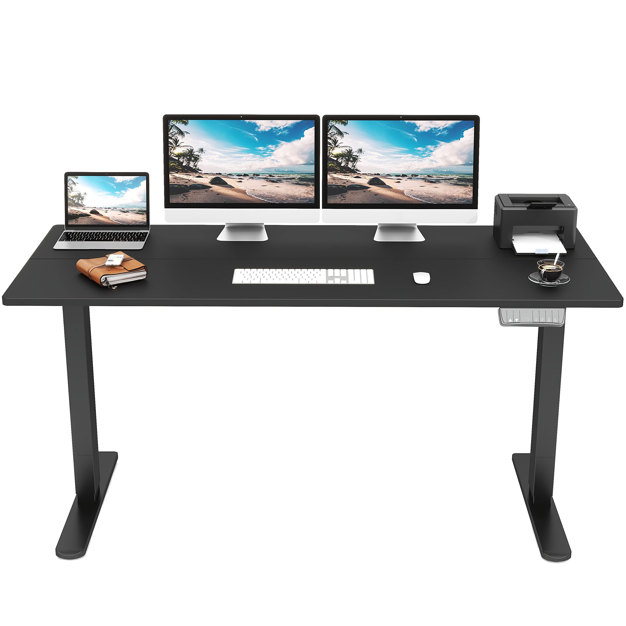Lubvlook 55 Inch Electric Height Adjustable Standing Desk - Home Office Sit Stand Desk with Splice Board (55