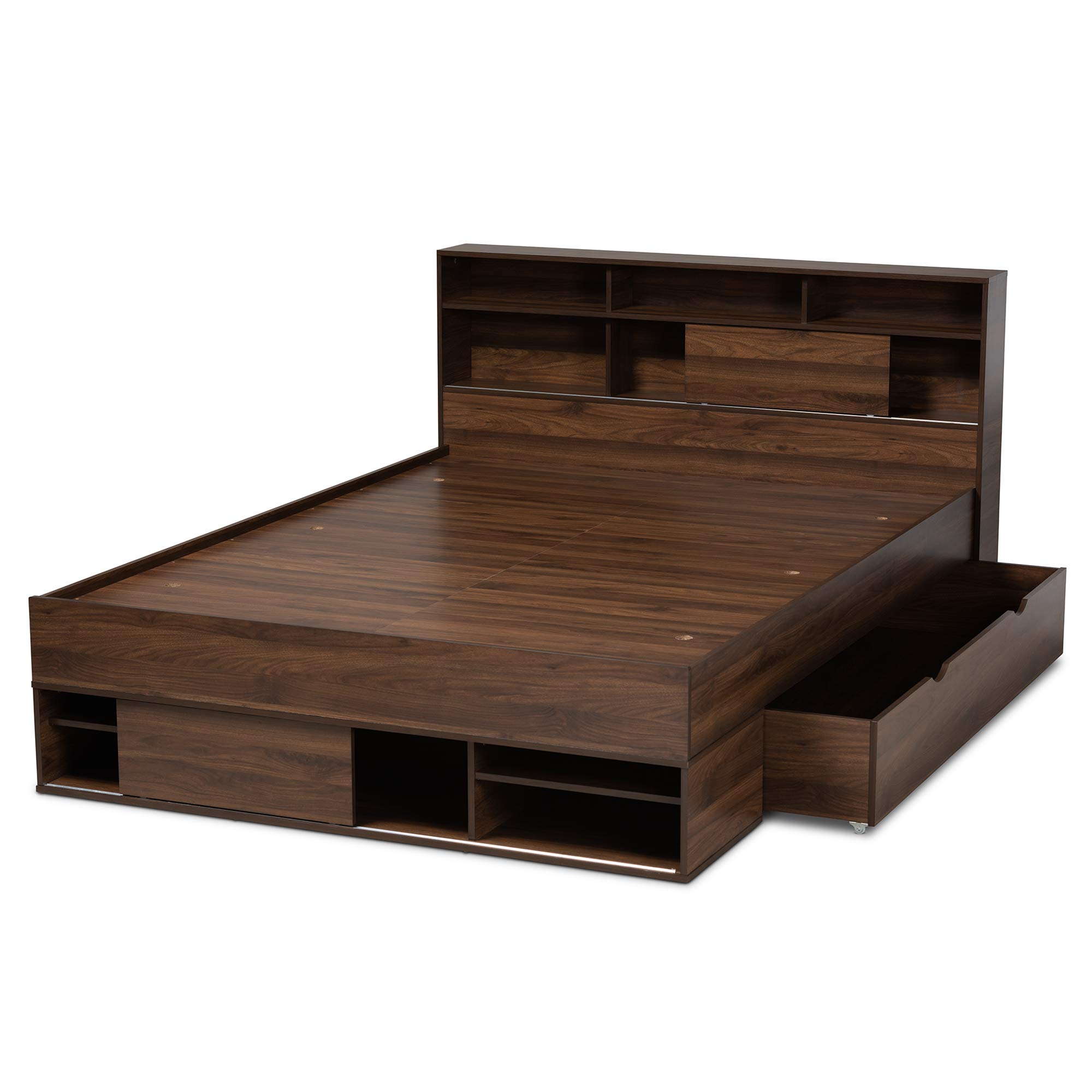 Baxton Studio Queen Size Platform Bed Frame - Dark Brown Wooden Bed for Modern Bedroom, Guest Room & Master Suite