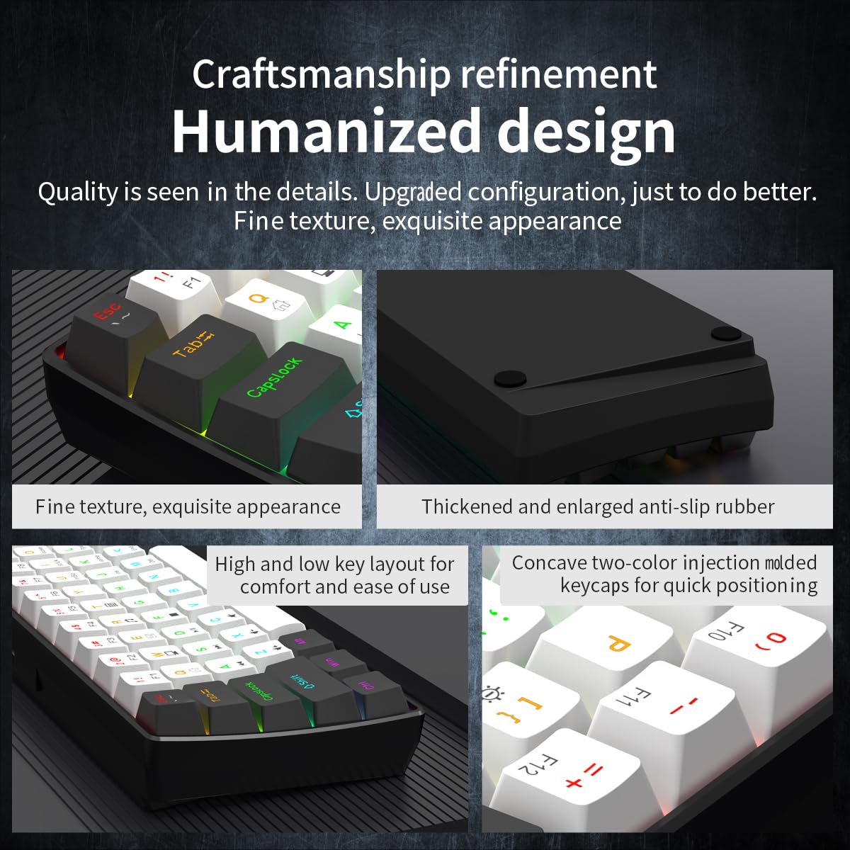 60% RGB Wired Gaming Keyboard - Compact 61-Key for PC/Mac Gamers & Typists | Travel-Friendly Design