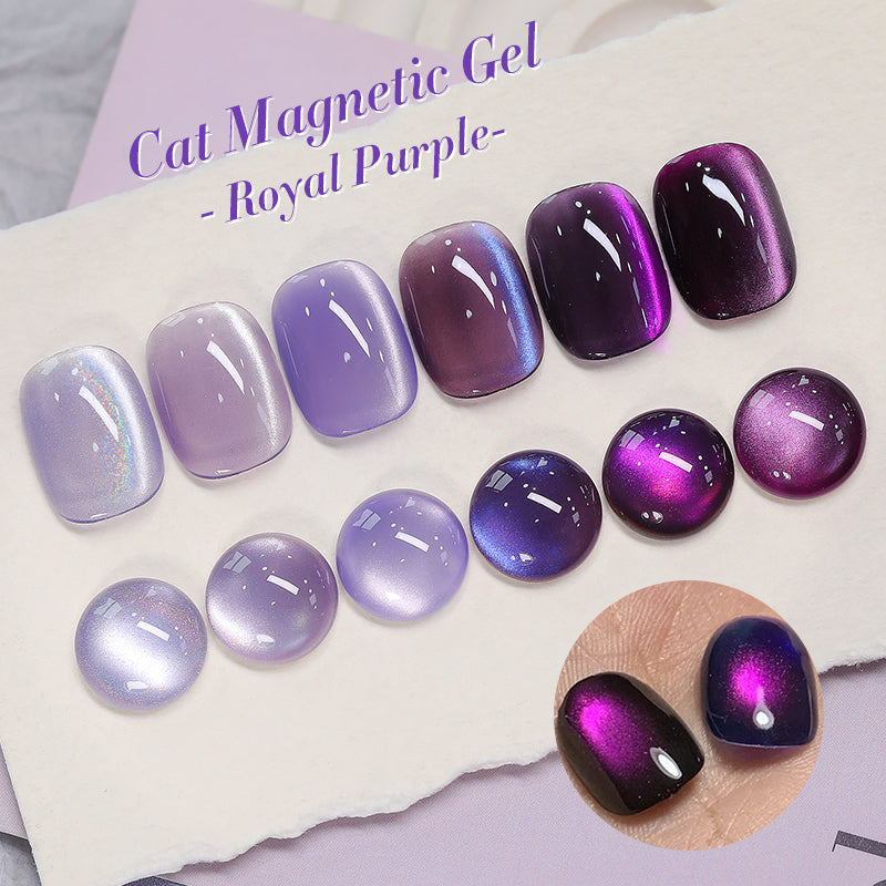 Purple Collection Cat Magnetic Gel Nail Polish 10ml - Long Lasting UV LED Nail Art for Salon & Home Manicure