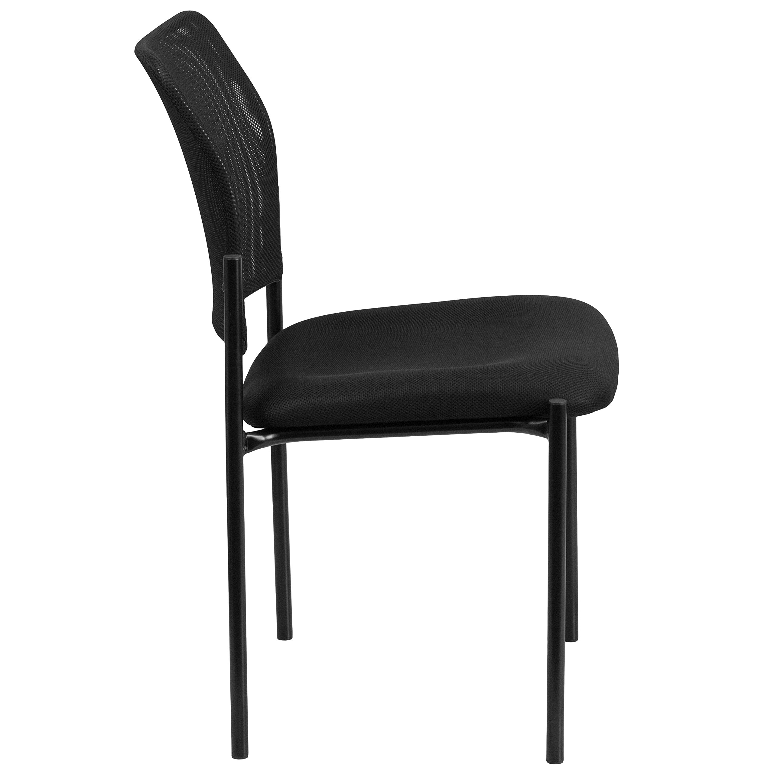Flash Furniture Jana Comfort Black Mesh Stackable Steel Side Chair - Ergonomic Office Chair for Home & Office Use - Perfect for Conference Rooms, Dining Areas & Workspaces