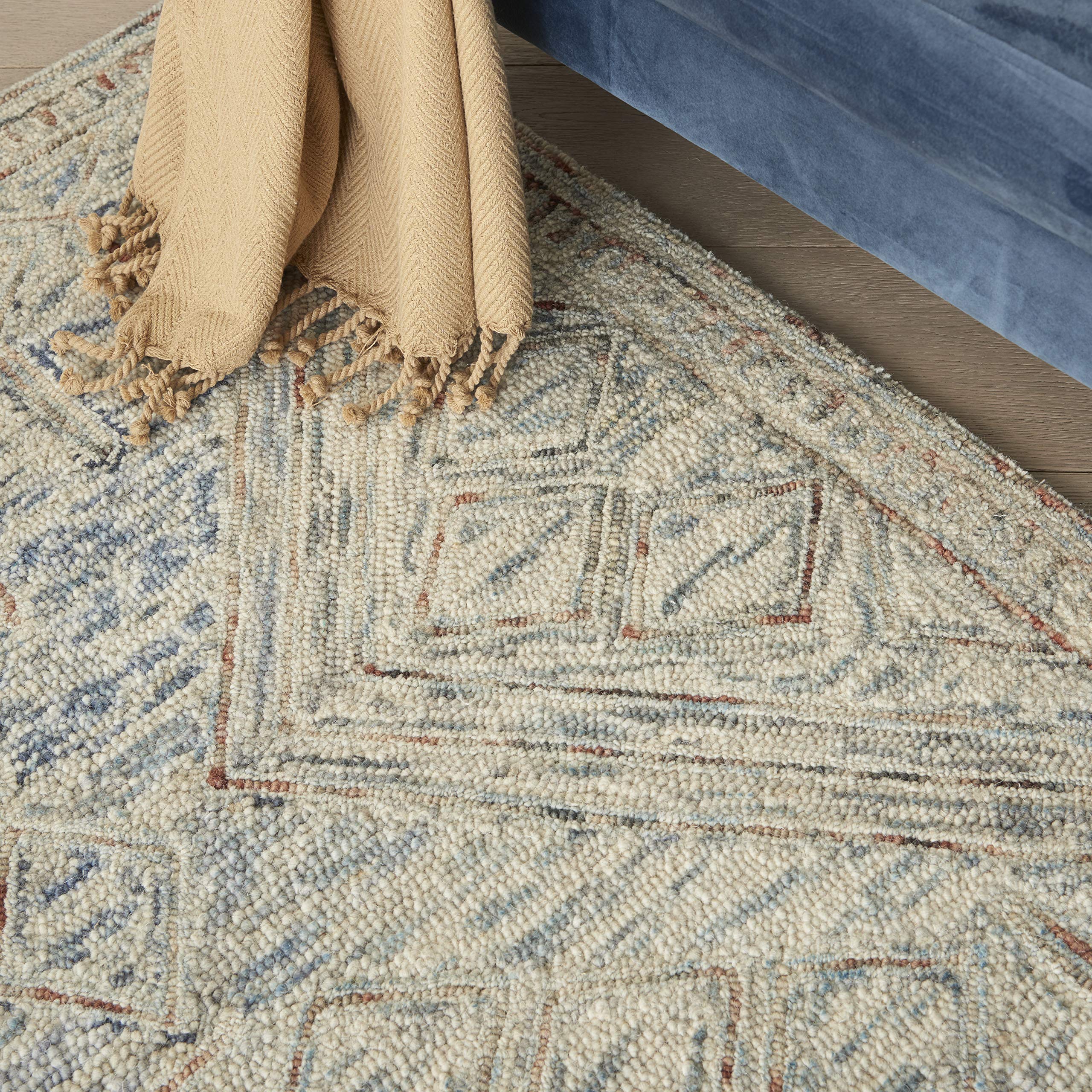 Nourison Linked Contemporary Blue Multi 5' x 7'6