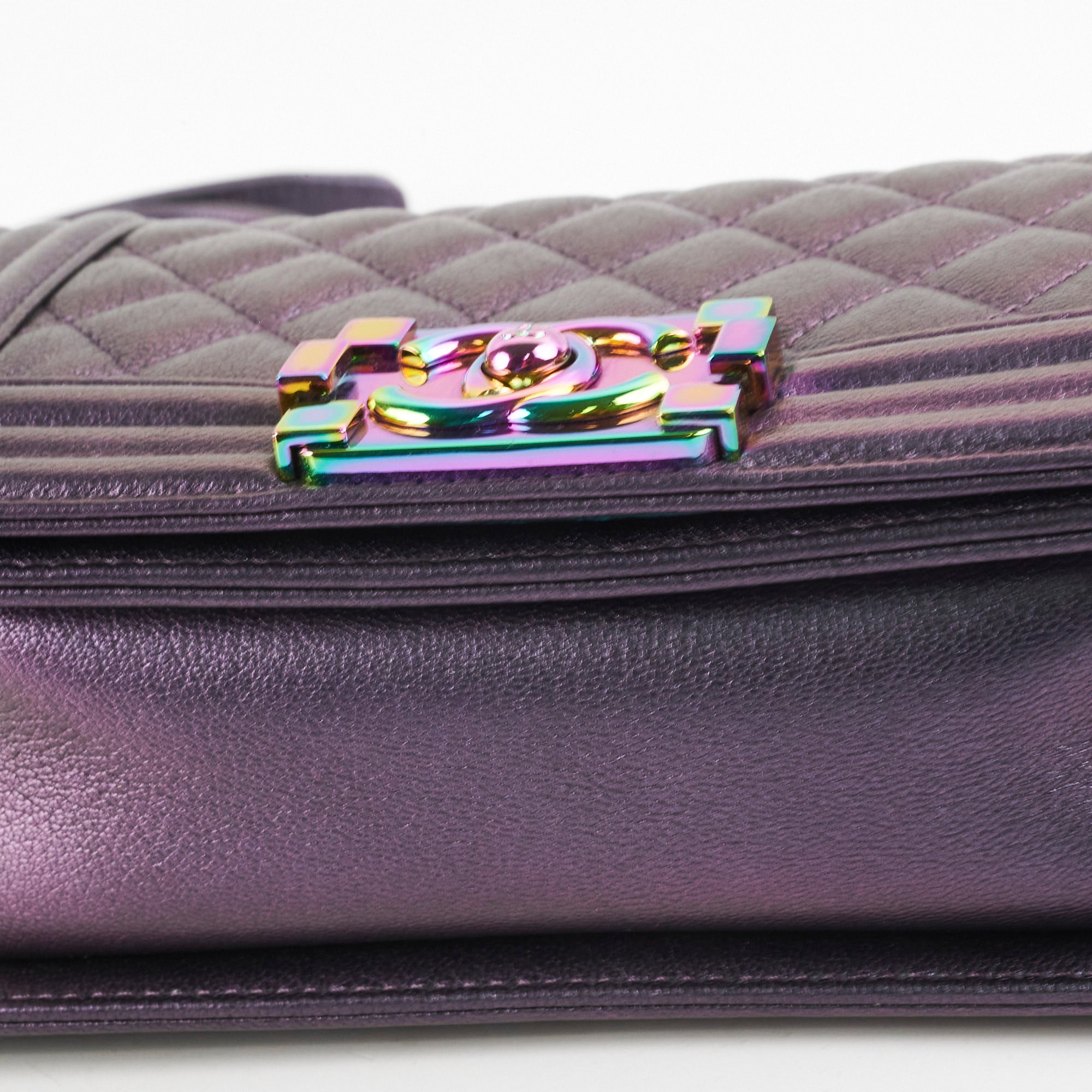 Chanel Small Boy Bag Mermaid Iridescent Purple Leather Crossbody Bag for Women - Perfect for Evening Parties, Date Nights & Luxury Fashion Accessories