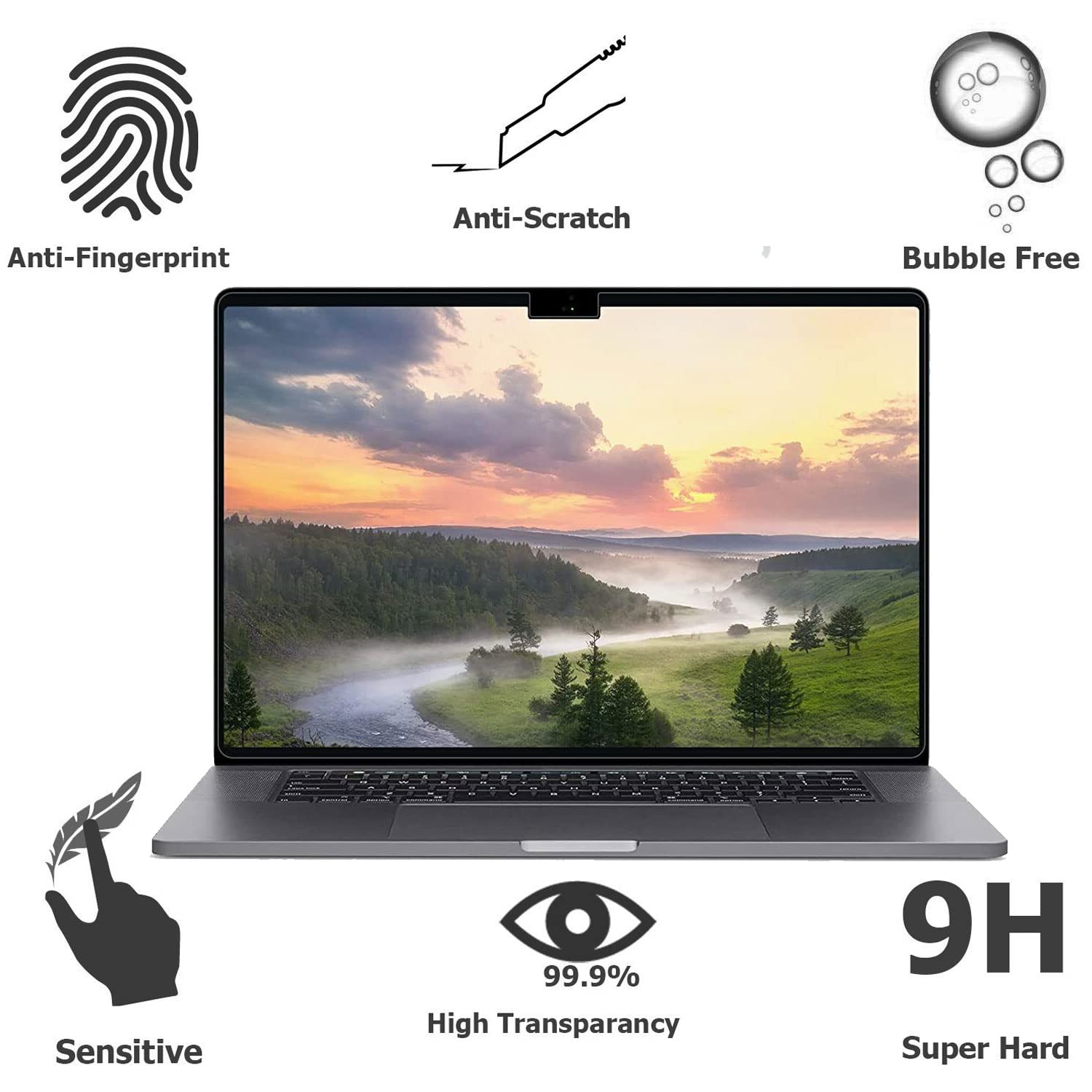2-Pack Tempered Glass Screen Protector for MacBook Pro 14 Inch 2023 (A2779) & 2021 (A2442) - Compatible with M2 Pro/M2 Max & M1 Pro/M1 Max Chips - Anti-Scratch, Bubble-Free, HD Clarity - Perfect for Work, Travel & Entertainment