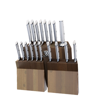 18-Piece Colossal Knife Set with Wooden Block - Gladiator Series with White Handles - NSF Certified Professional Kitchen Knives by Dalstrong - Perfect for Home Chefs & Culinary Enthusiasts
